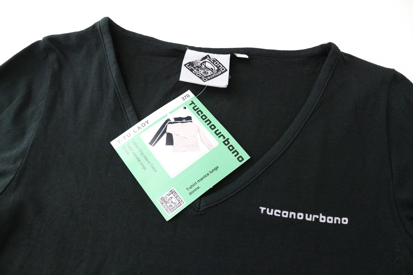 TUCANO URBANO T-TU Lady Women T-Shirt XS Black Jersey Pullover V Neck