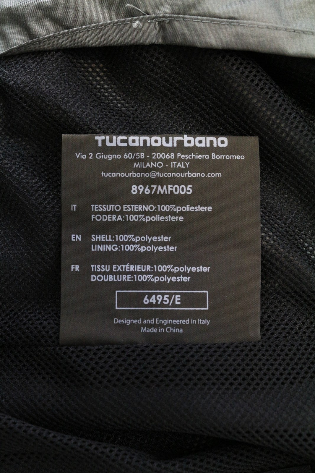 TUCANO URBANO New Tucanji Men's Jacket IT48 Grey MotoWindbreaker Breathable