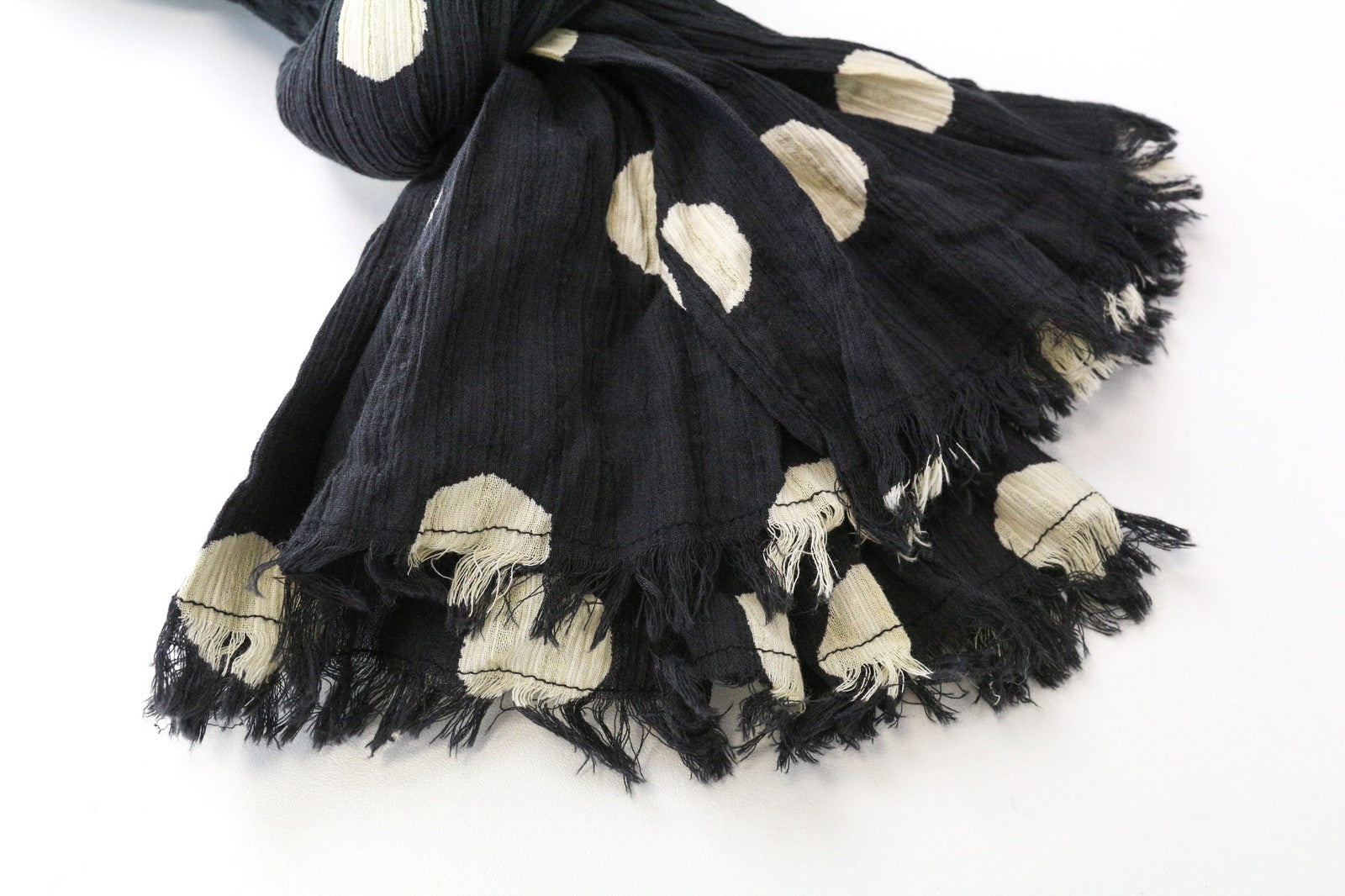 MAISON SCOTCH Women's Scarf OS Black Pure Cotton Polka Dot Lightweight