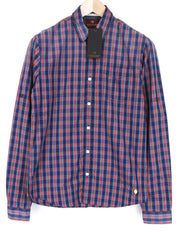 SCOTCH & SODA Ams Couture Men Shirt S Blue Red Checked Long Sleeve Cotton