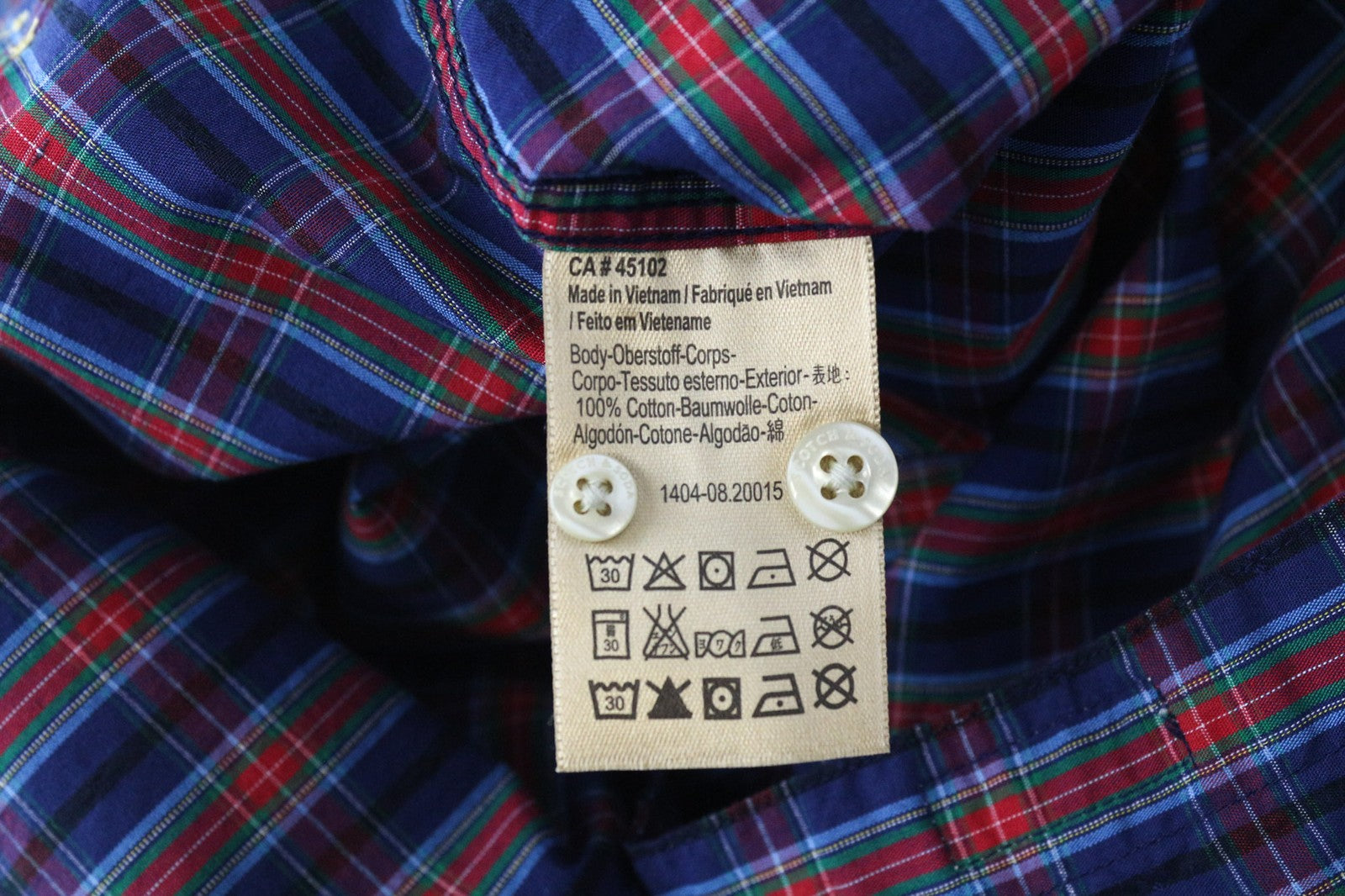 SCOTCH & SODA Ams Couture Men Shirt S Blue Red Checked Long Sleeve Cotton