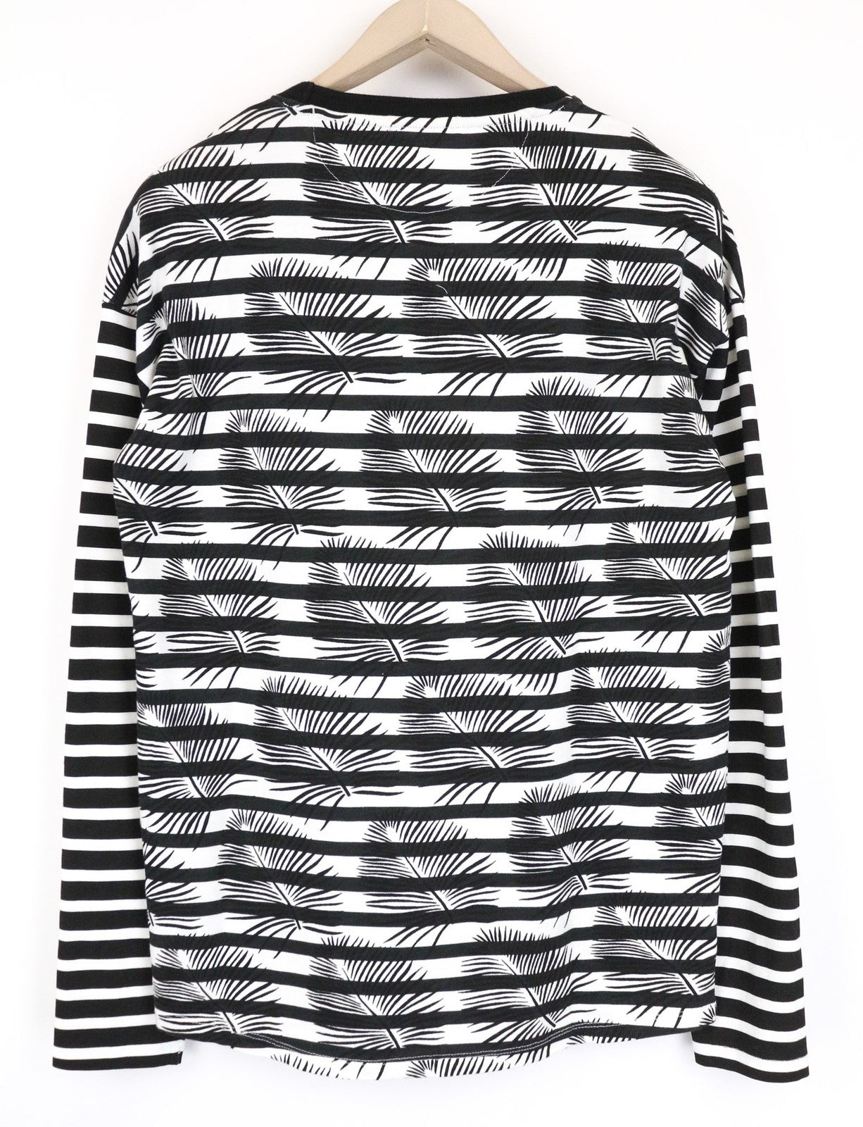 SCOTCH & SODA Ams Couture Men T-Shirt M White Black Anti Fit Long Sleeve