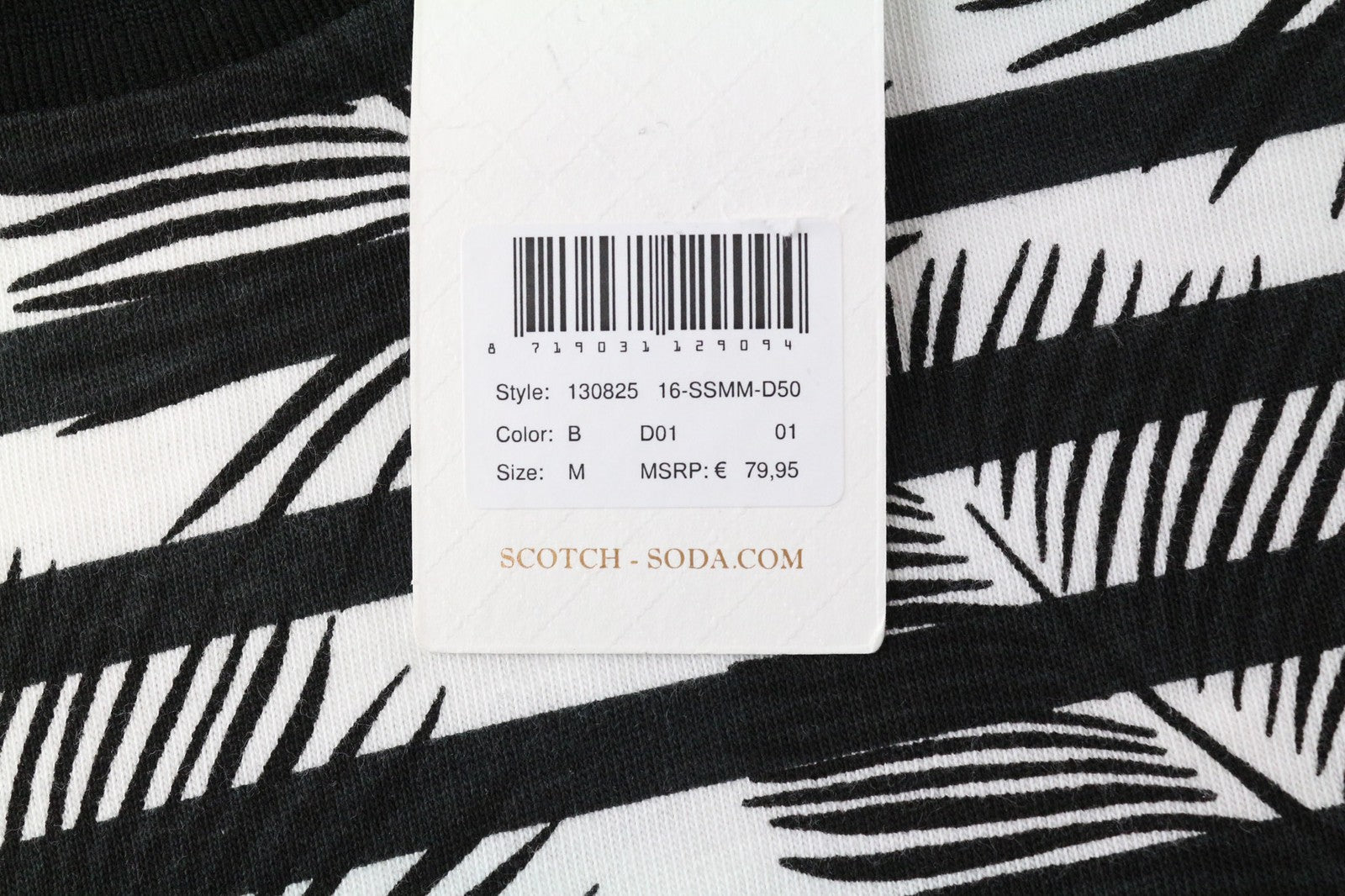 SCOTCH & SODA Ams Couture Men T-Shirt M White Black Anti Fit Long Sleeve