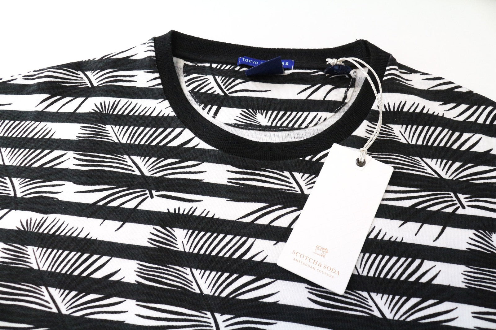 SCOTCH & SODA Ams Couture Men T-Shirt XL White Black Anti Fit Patterned