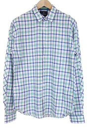 SCOTCH & SODA Ams Couture Men Shirt M Pure Cotton Blue White Check Pattern