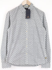 SCOTCH & SODA Ams Couture Men Shirt S Cotton Grey White Palm Pattern