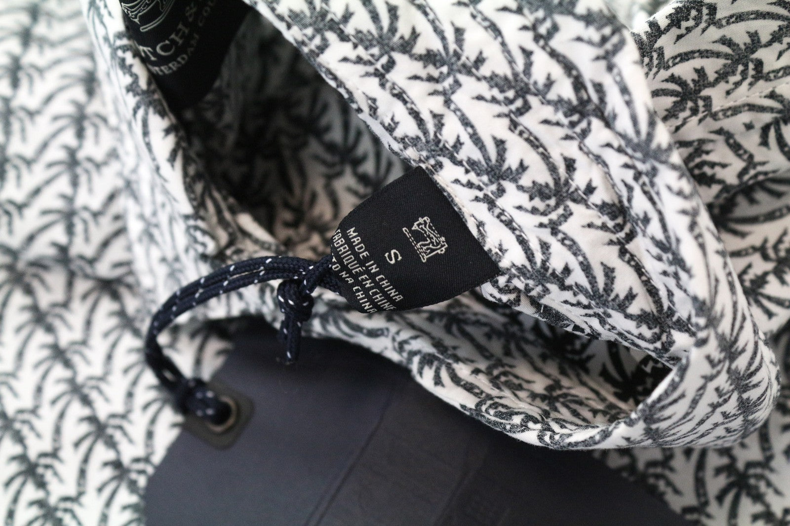 SCOTCH & SODA Ams Couture Men Shirt S Cotton Grey White Palm Pattern