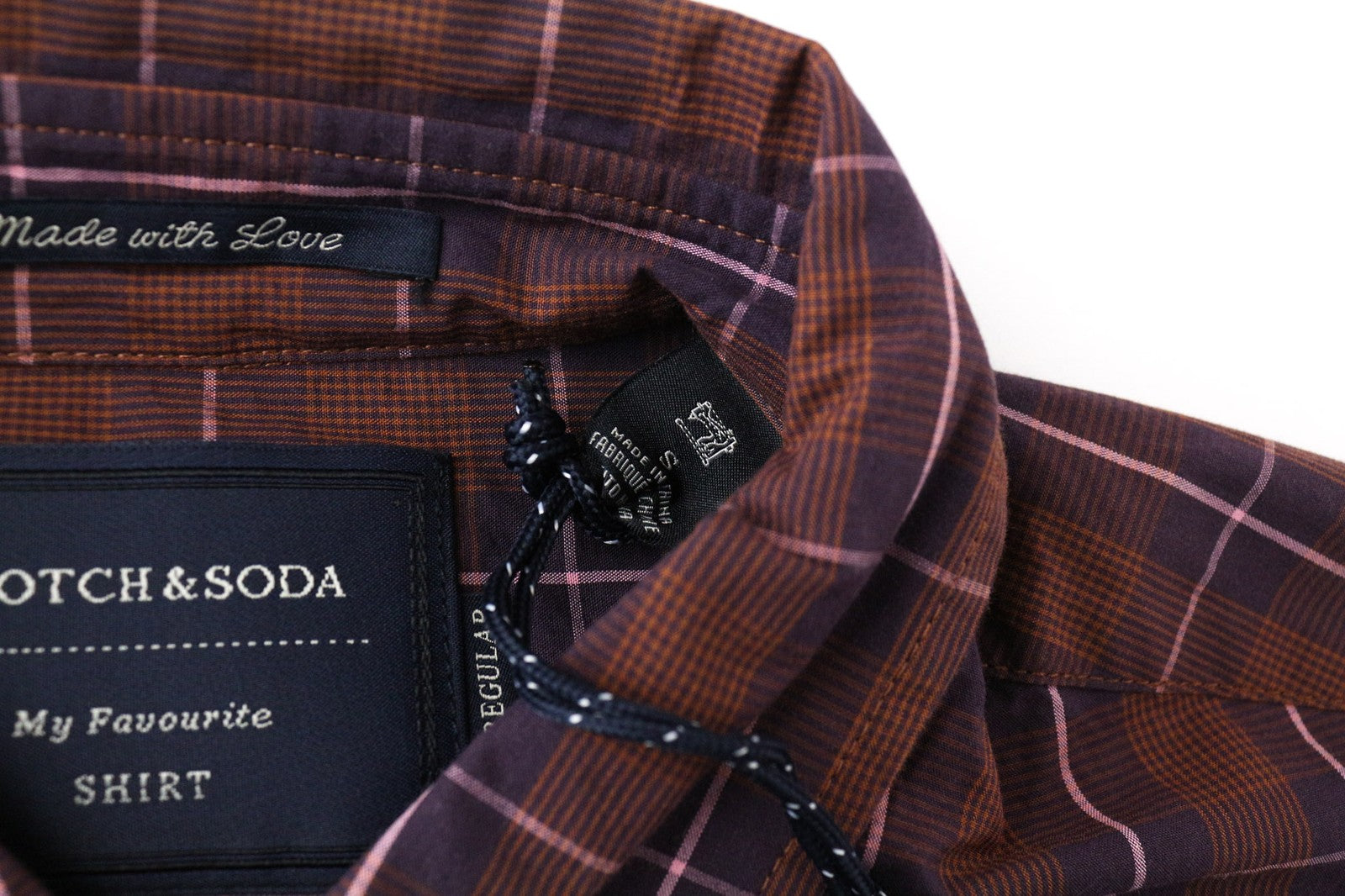 SCOTCH & SODA Ams Couture Men Shirt S Pure Cotton Purple Check Patterned