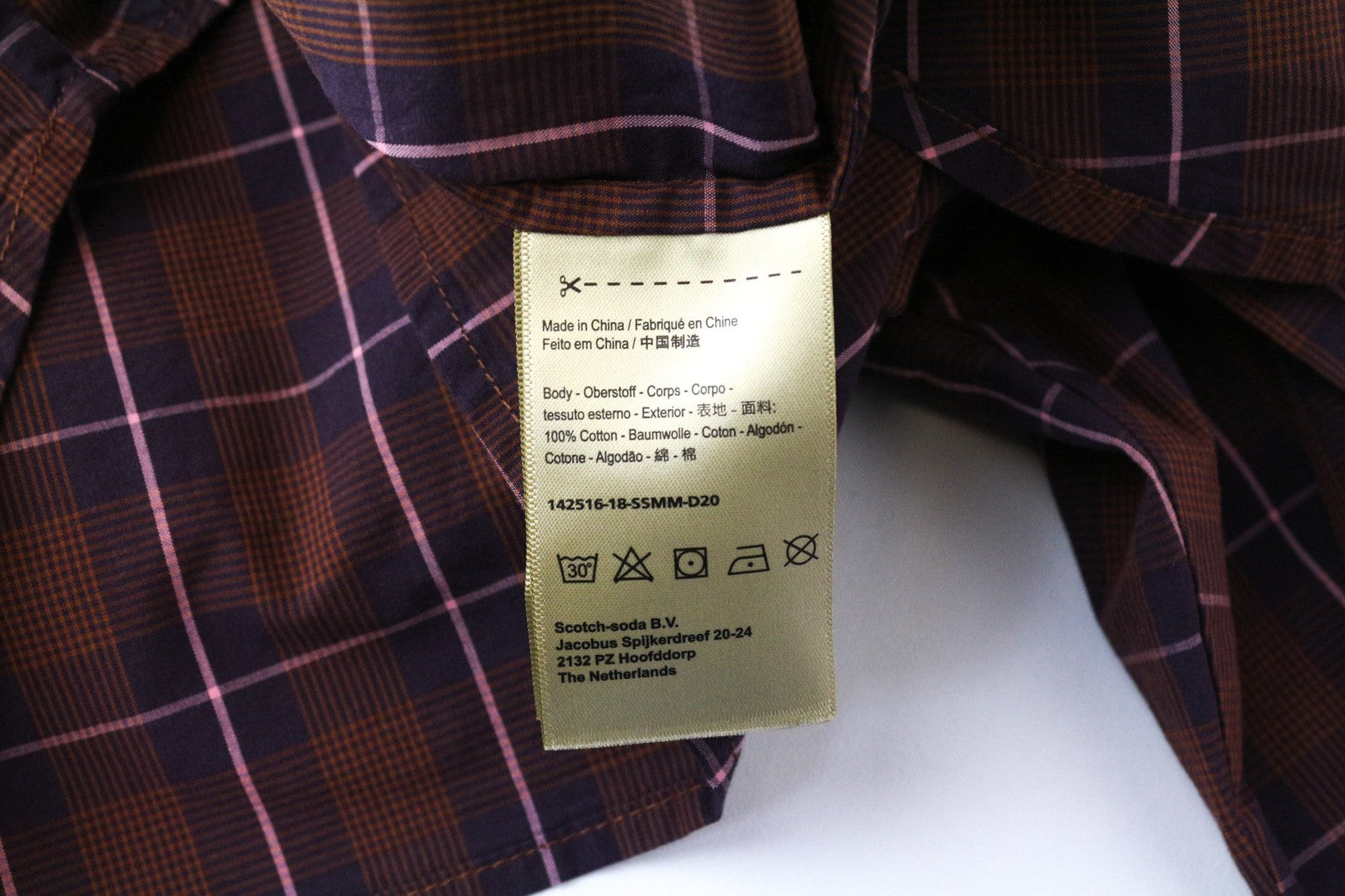 SCOTCH & SODA Ams Couture Men Shirt S Pure Cotton Purple Check Patterned