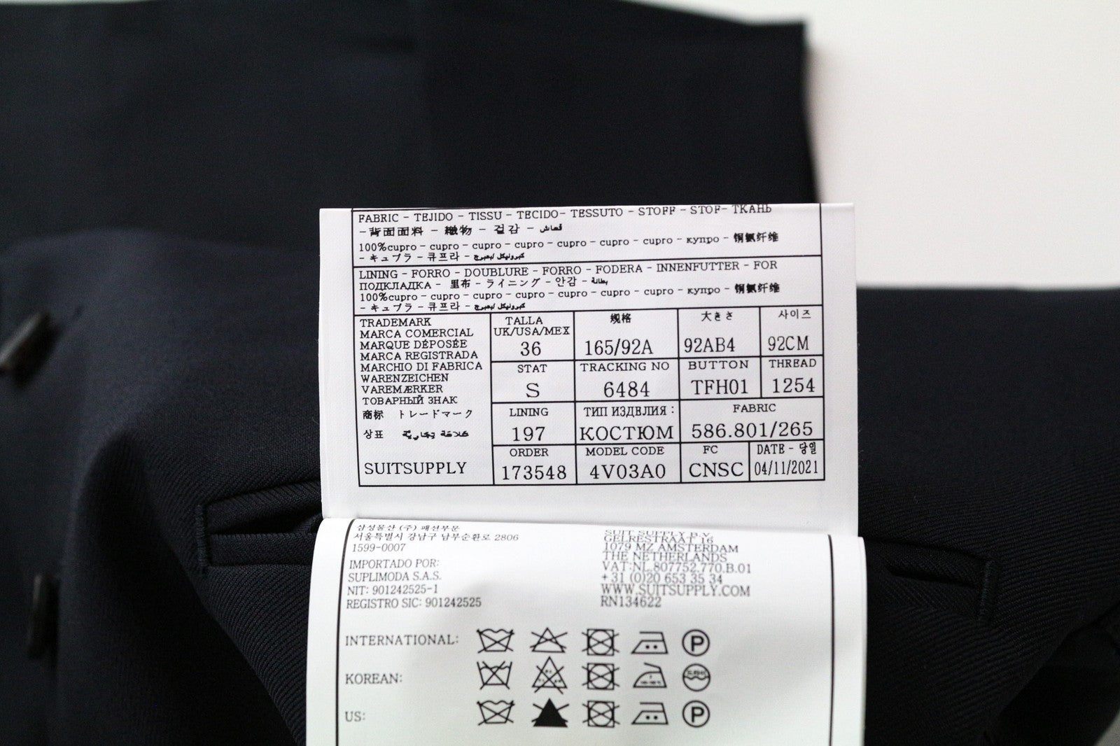 SUITSUPPLY Ferrara Men Suit UK36S Trousers Waistcoat Pure Wool Blue 2in1