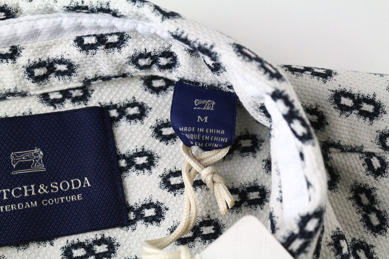 SCOTCH & SODA Men Shirt M Button-Down Navy Classic Abstract Pattern Cotton