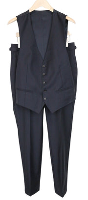 SUITSUPPLY Ferrara Men Suit UK38R Blue Slim 2-Piece Wool V-Neck Twill