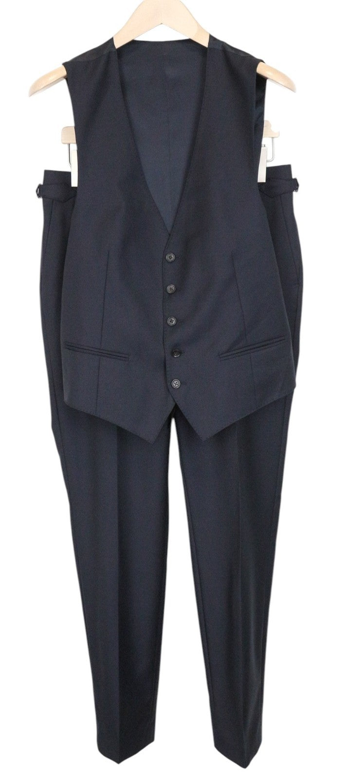 SUITSUPPLY Ferrara Men Suit UK38R Blue Slim 2-Piece Wool V-Neck Twill