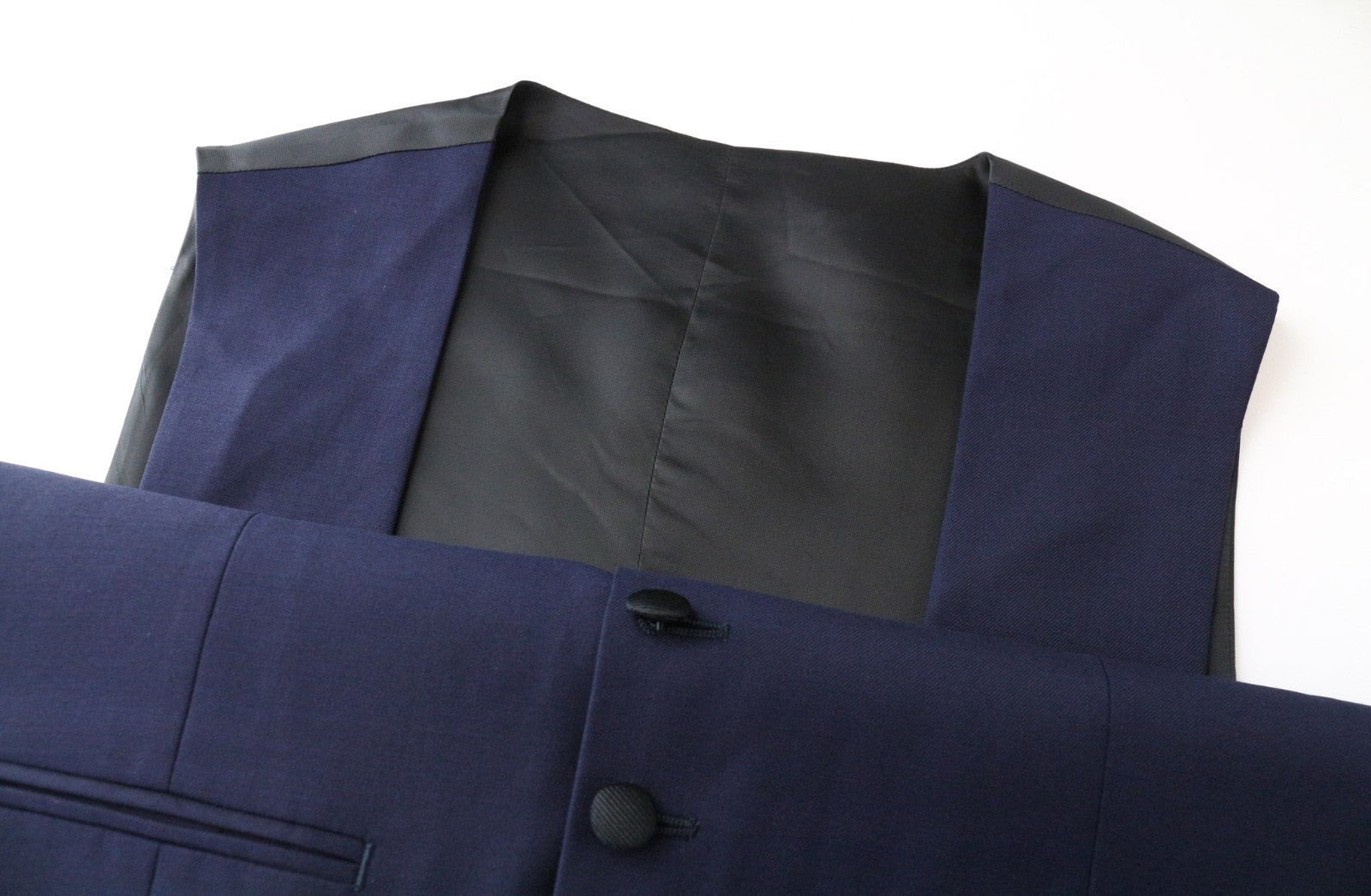 SUITSUPPLY U-Neck Men Suit UK36S Navy Slim 2-Piece Wool Tuxedo Classic