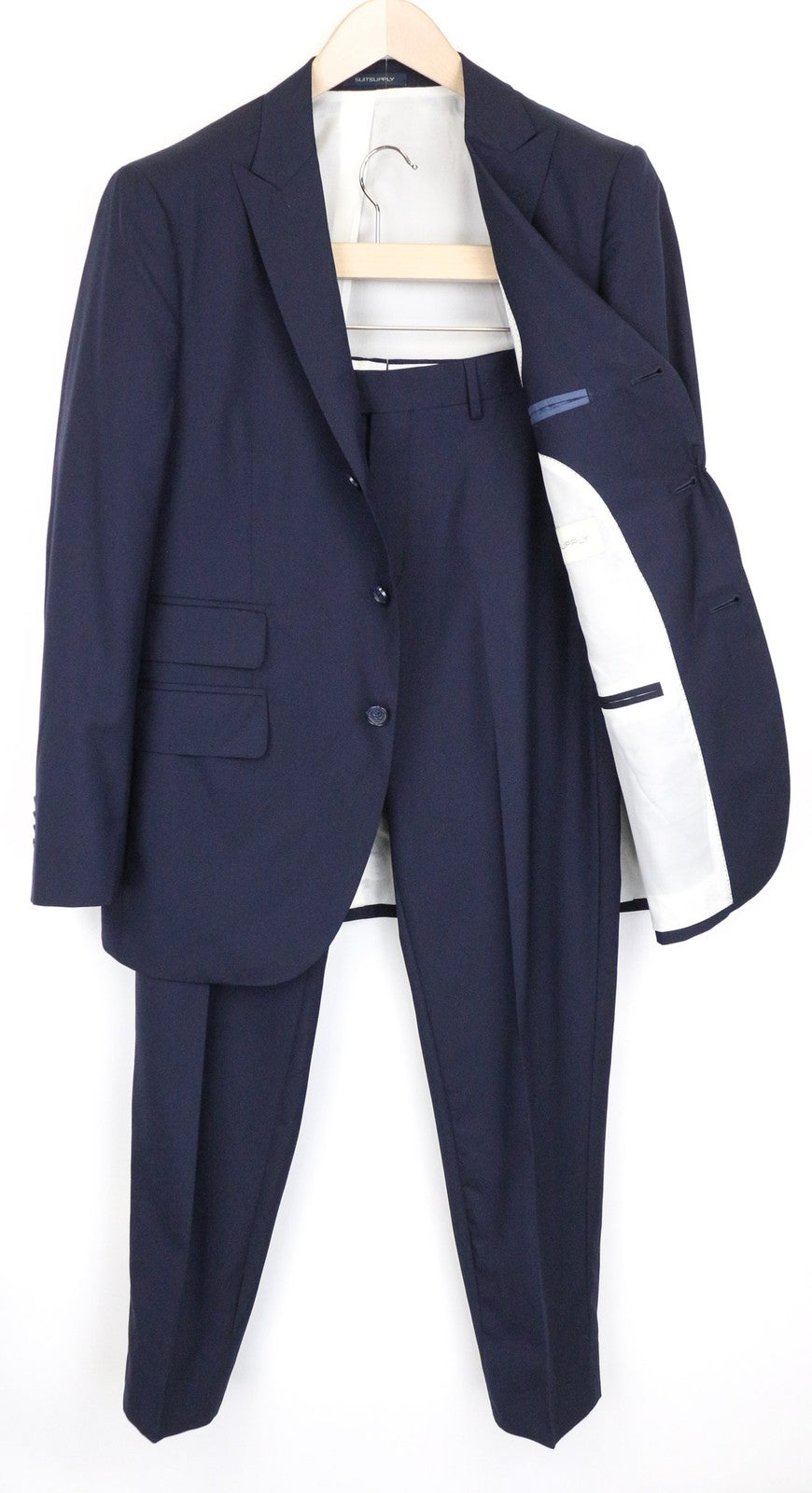 SUITSUPPLY La Spalla Men Suit UK38S Blue Slim 2-Piece Pure Wool S120s