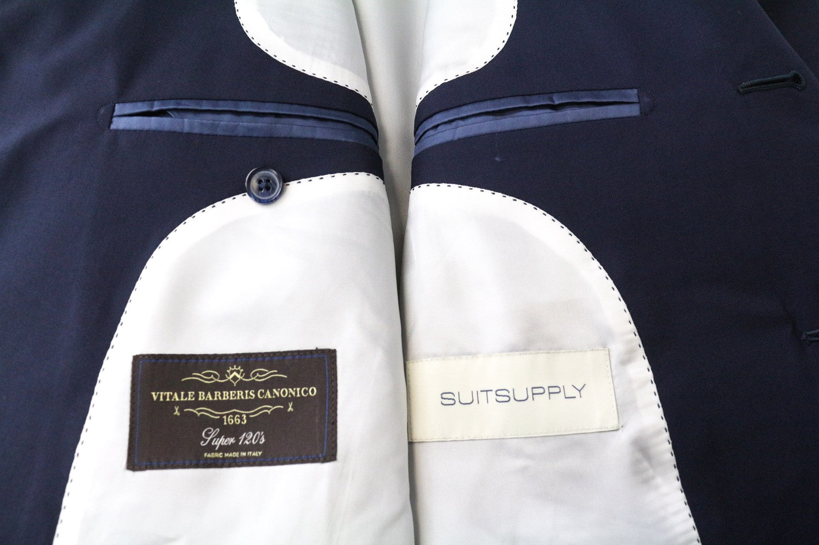 SUITSUPPLY La Spalla Men Suit UK38S Blue Slim 2-Piece Pure Wool S120s