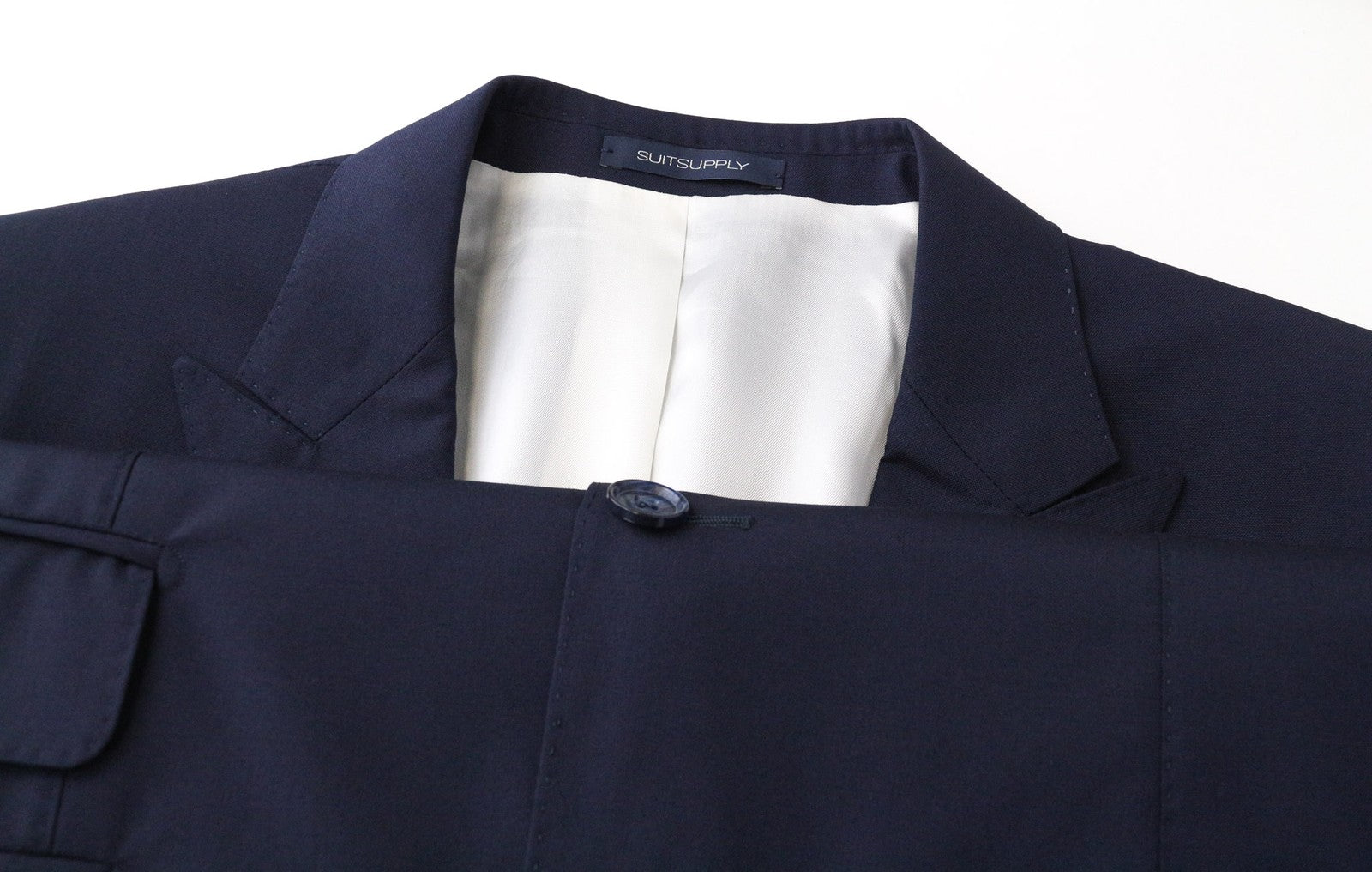 SUITSUPPLY La Spalla Men Suit UK38S Blue Slim 2-Piece Pure Wool S120s