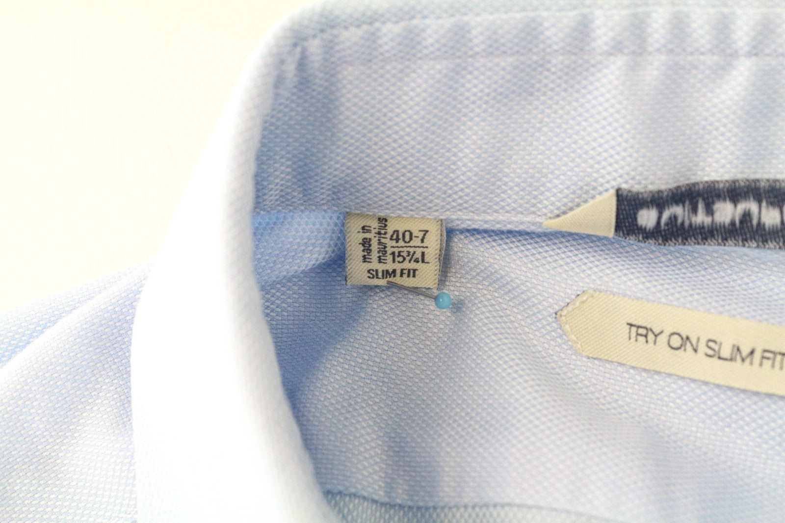 SUITSUPPLY Men's Formal Shirt 40-7/15 3/4L Slim Blue Cotton Classic Button-Up