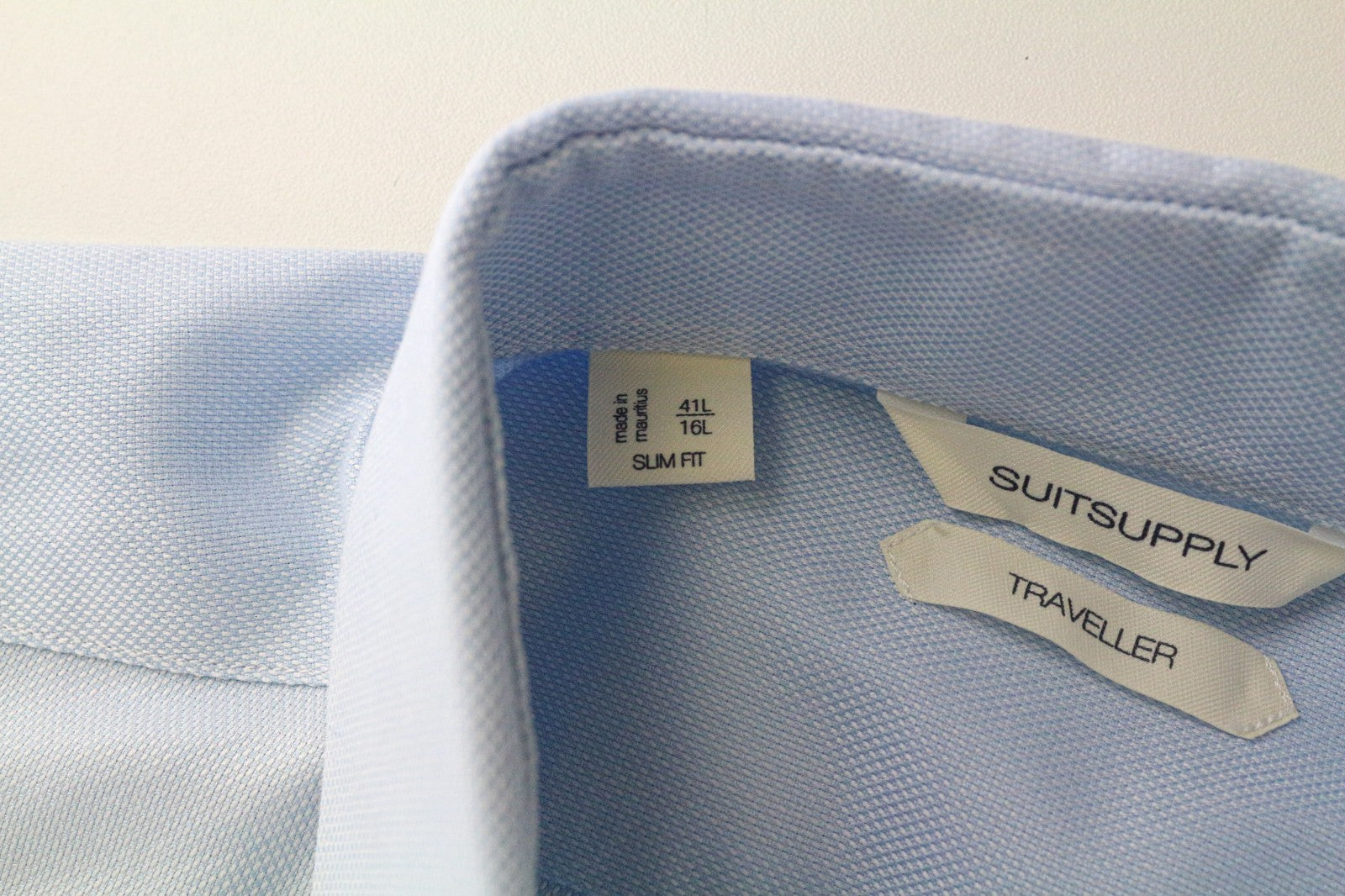 SUITSUPPLY Traveller Men's Formal Shirt 41L/16L Slim Blue Cotton Twill