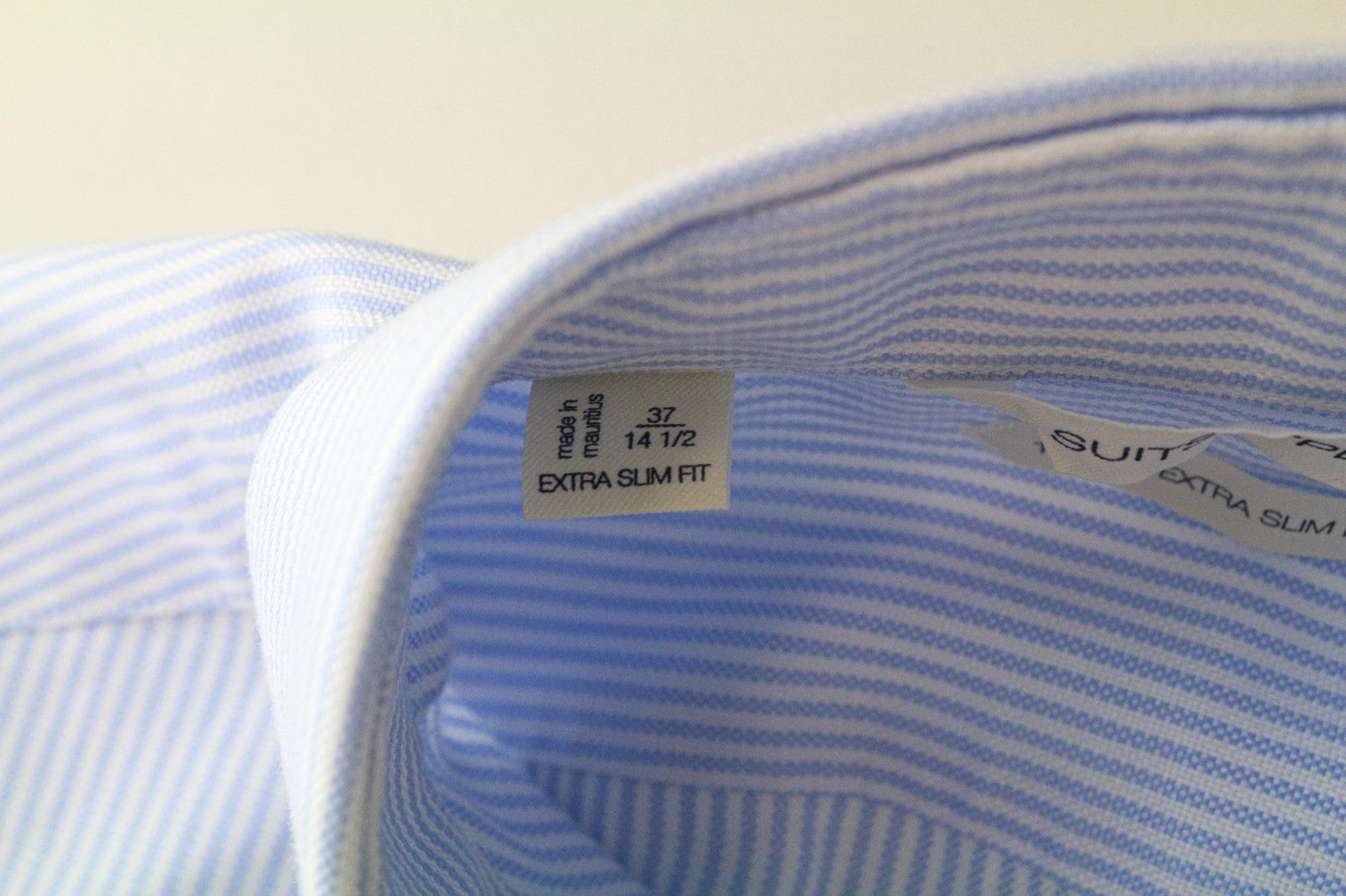 SUITSUPPLY Men's Formal Shirt 37/14 1/2 Extra Slim Blue Pure Cotton Striped Cut