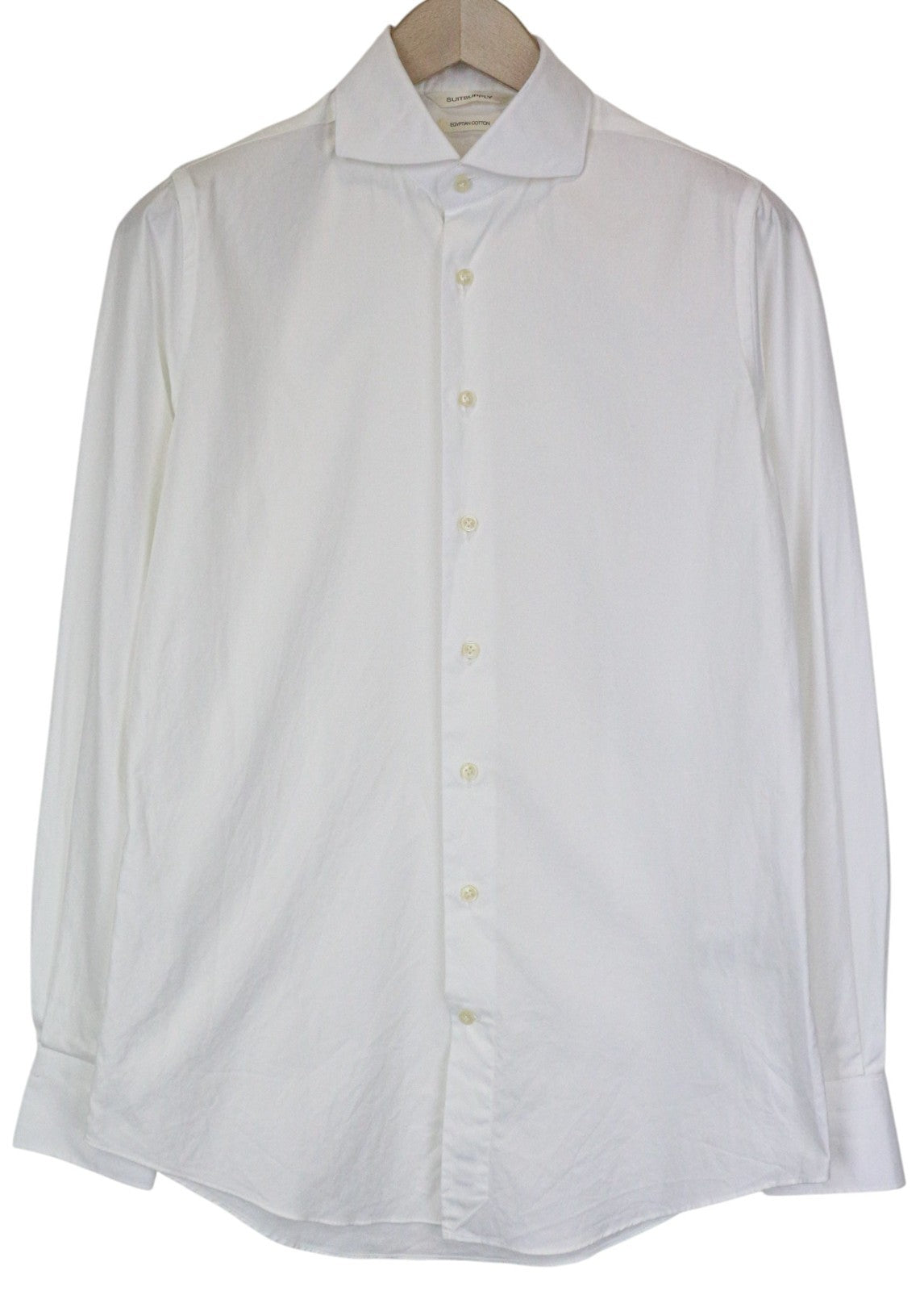 SUITSUPPLY Men's Formal Shirt 40/15 3/4 Extra Slim White Cotton Long Sleeve
