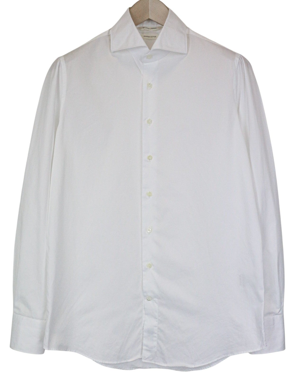 SUITSUPPLY Men's Formal Shirt 40/15 3/4 Slim White Pure Cotton Cutaway Collar
