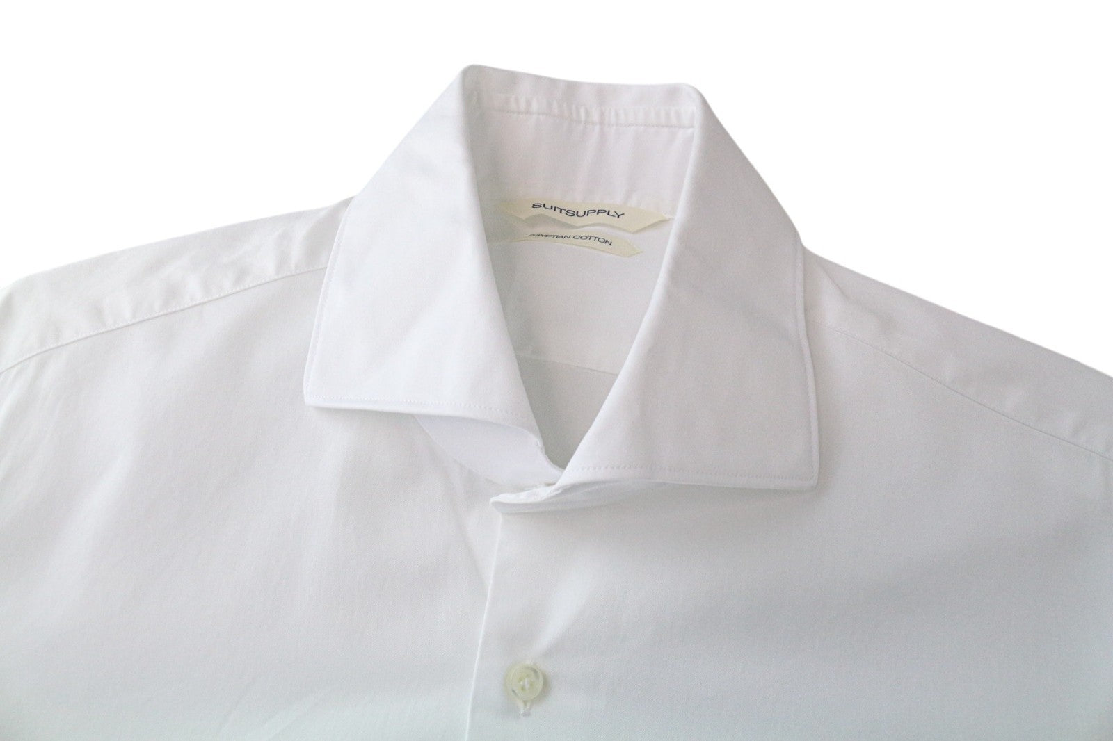 SUITSUPPLY Men's Formal Shirt 40/15 3/4 Slim White Pure Cotton Cutaway Collar
