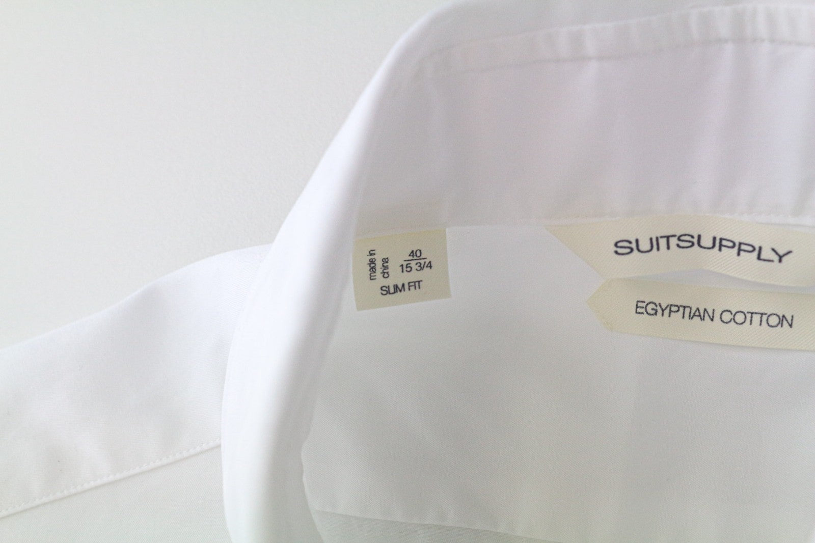 SUITSUPPLY Men's Formal Shirt 40/15 3/4 Slim White Pure Cotton Cutaway Collar