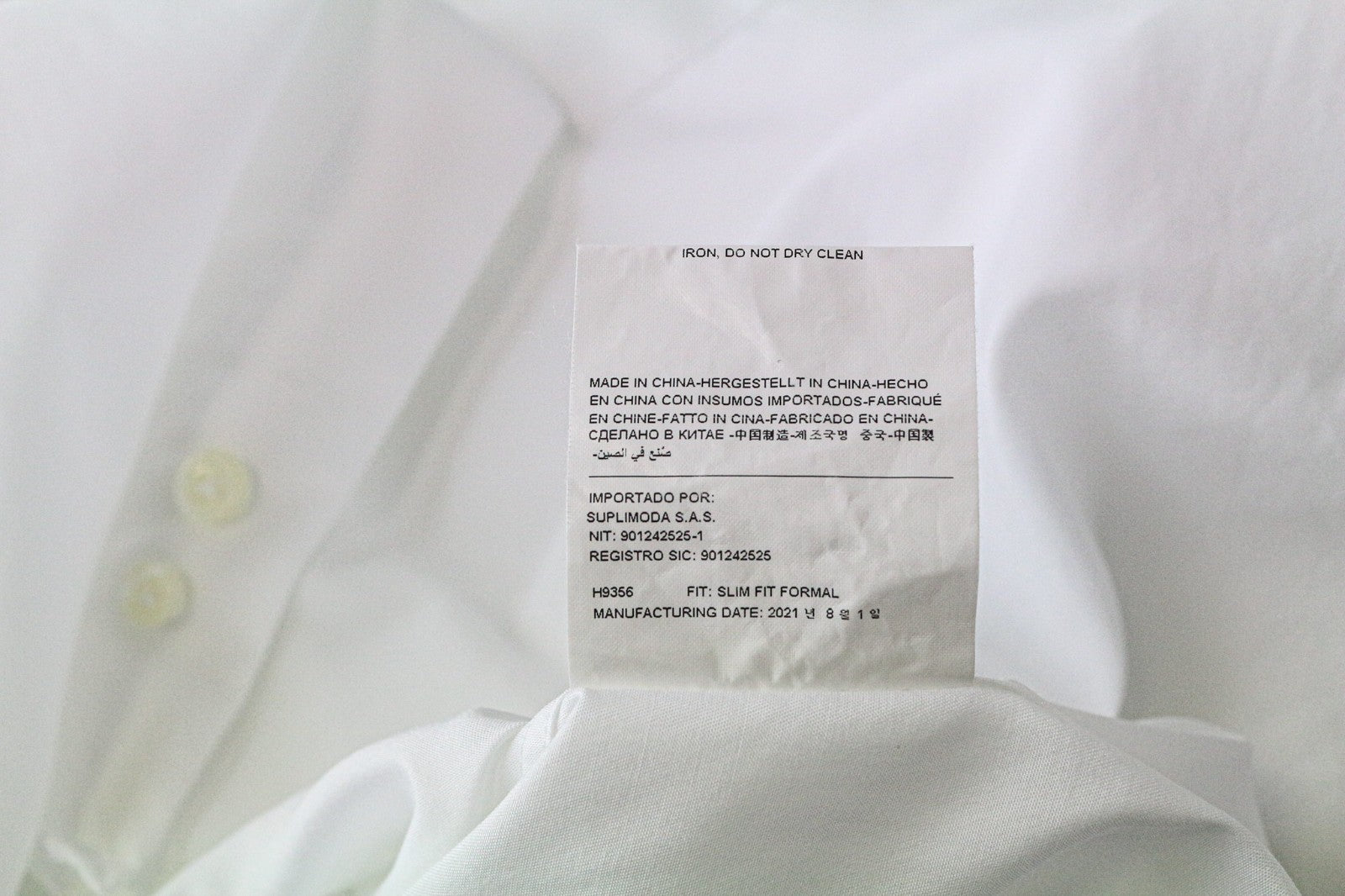 SUITSUPPLY Men's Formal Shirt 40/15 3/4 Slim White Pure Cotton Cutaway Collar