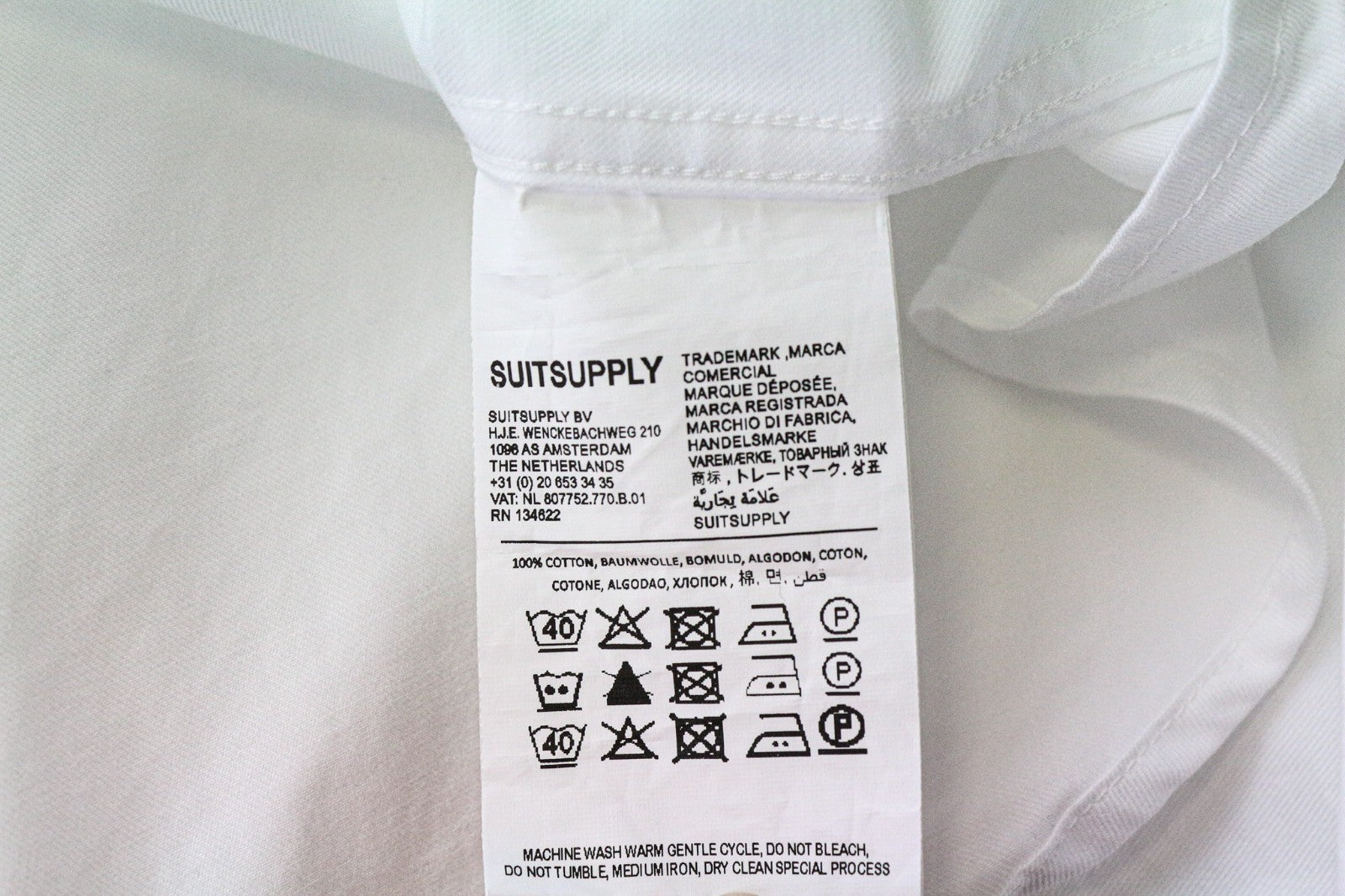 SUITSUPPLY Men's Formal Shirt 43/17 Slim White Pure Cotton Classic Long Sleeve