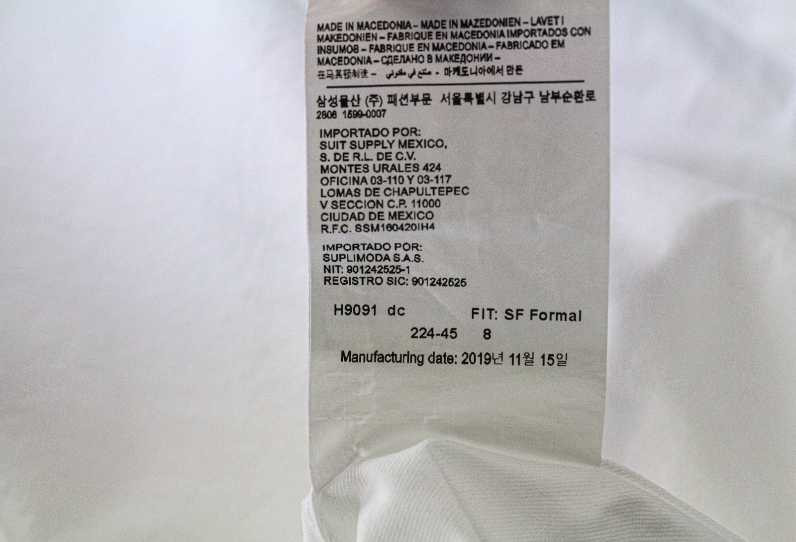 SUITSUPPLY Men's Formal Shirt 43/17 Slim White Pure Cotton Classic Long Sleeve