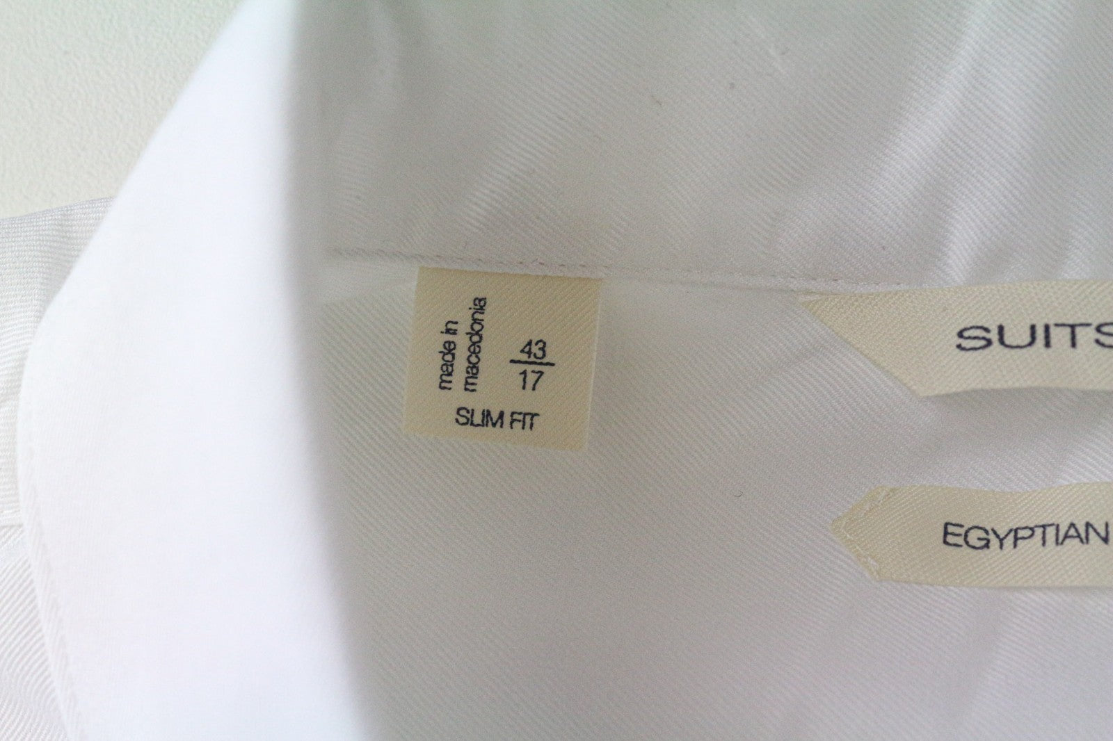 SUITSUPPLY Men's Formal Shirt 43/17 Slim White Pure Cotton Classic Long Sleeve