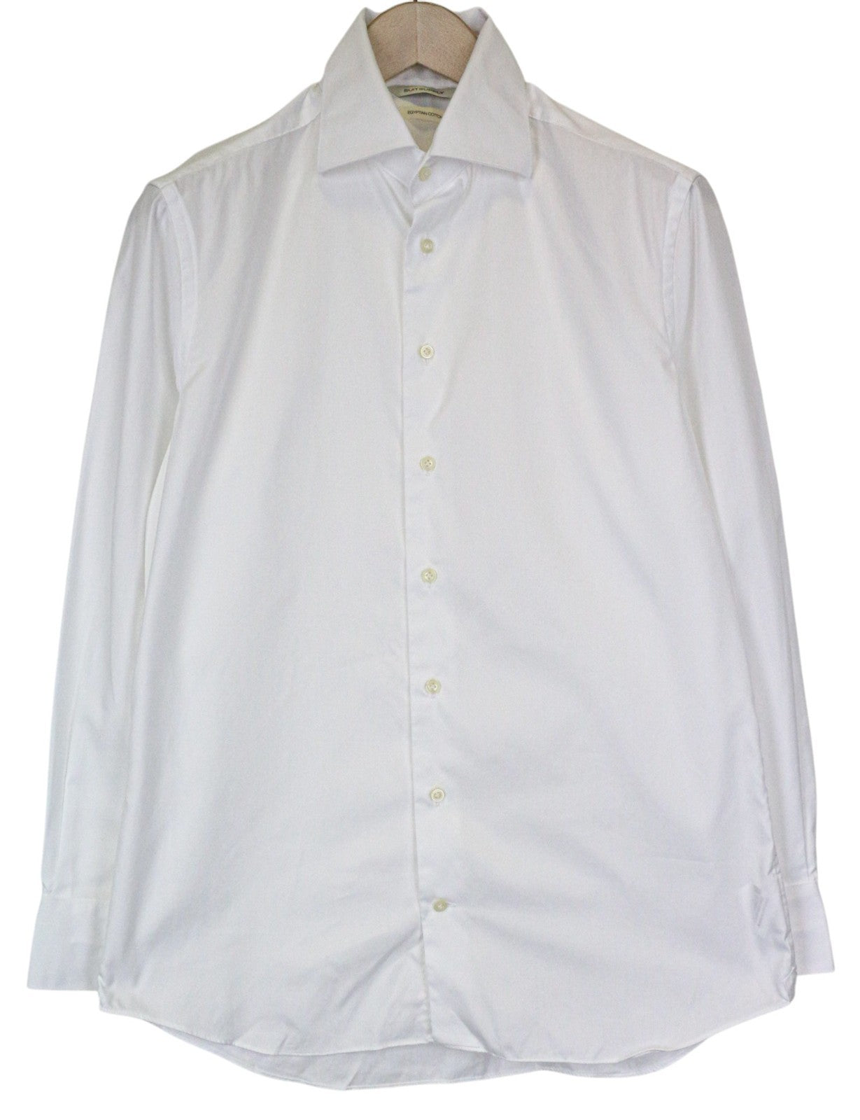 SUITSUPPLY Men's Formal Shirt 39 Slim White Pure Cotton Twill Button-Up