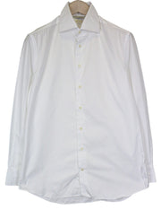 SUITSUPPLY Men's Formal Shirt 39 Slim White Pure Cotton Twill Button-Up