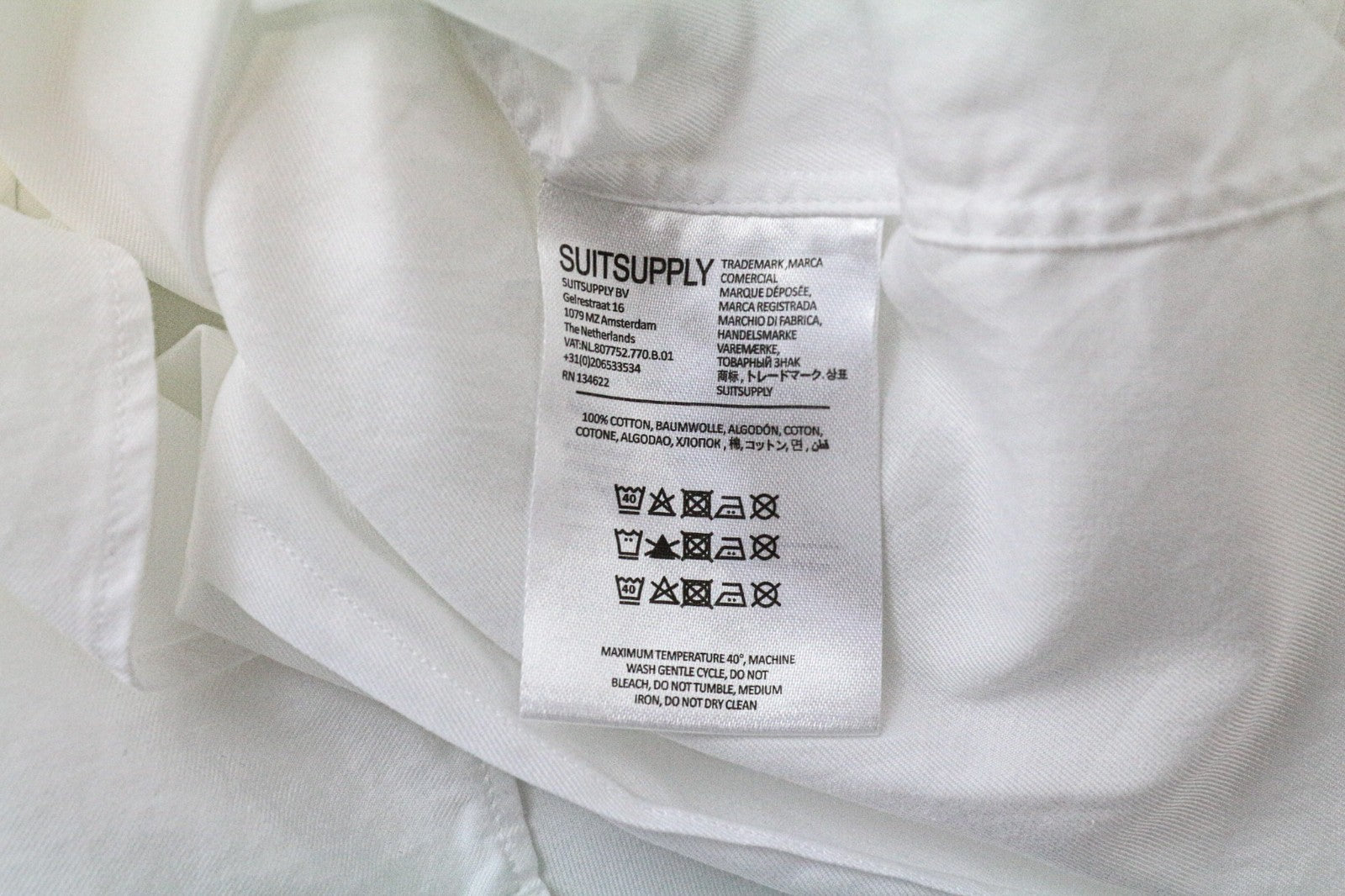 SUITSUPPLY Men's Formal Shirt 40/15 3/4 Extra Slim White Cutaway Button-Up