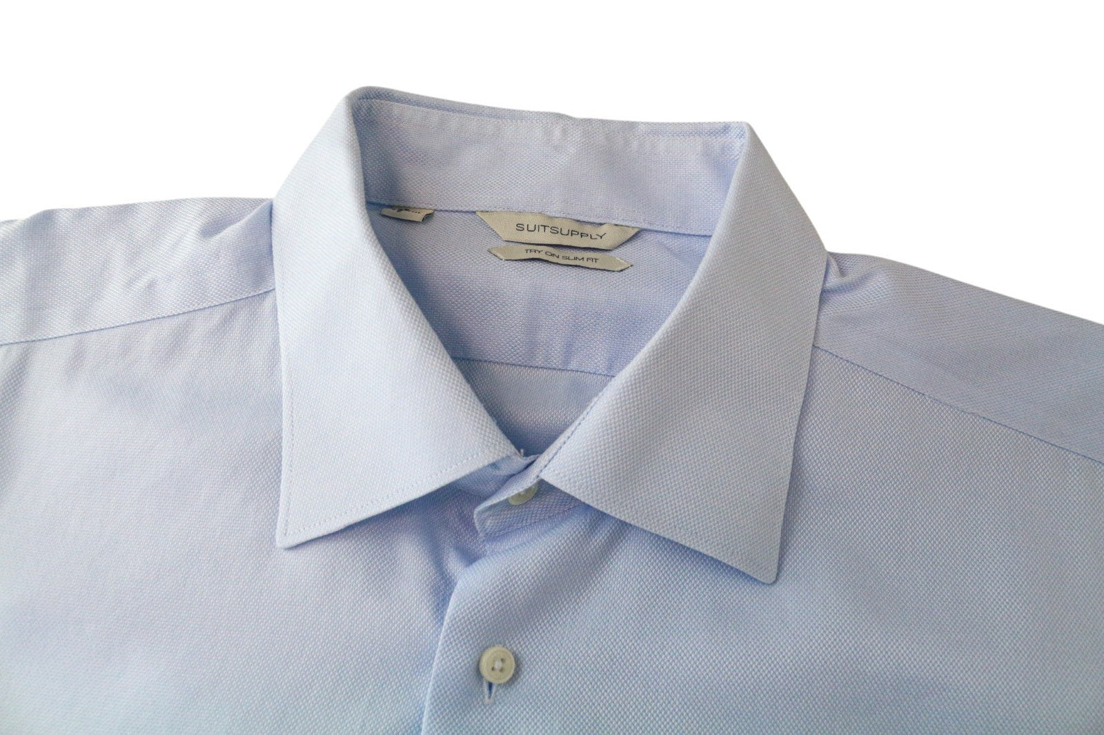 SUITSUPPLY Men's Formal Shirt 45-7/17 3/4L Slim Blue Button-Up Long Sleeve