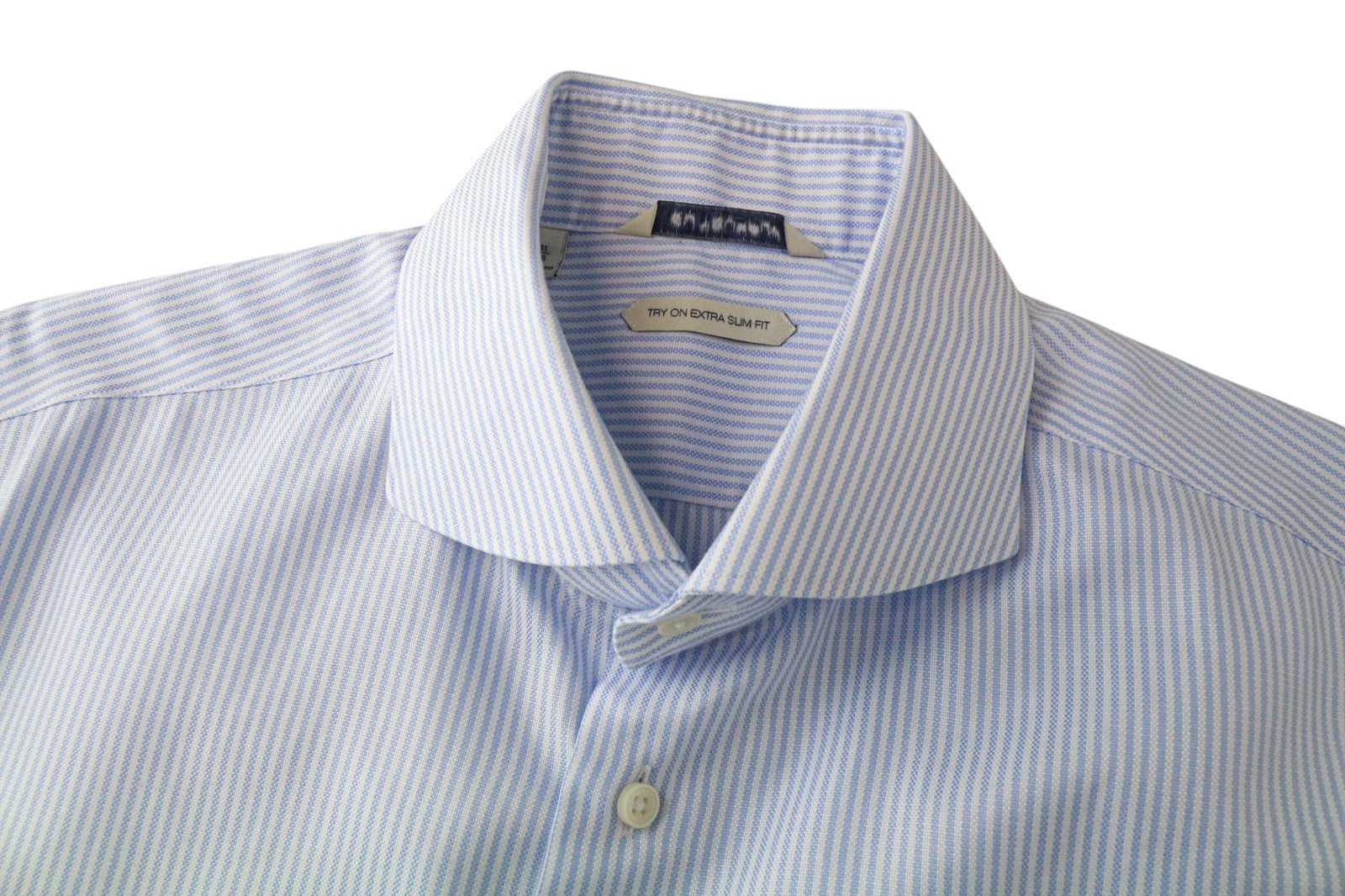 SUITSUPPLY Men's Formal Shirt 41/16 Extra Slim Blue Cotton Striped Long Sleeve