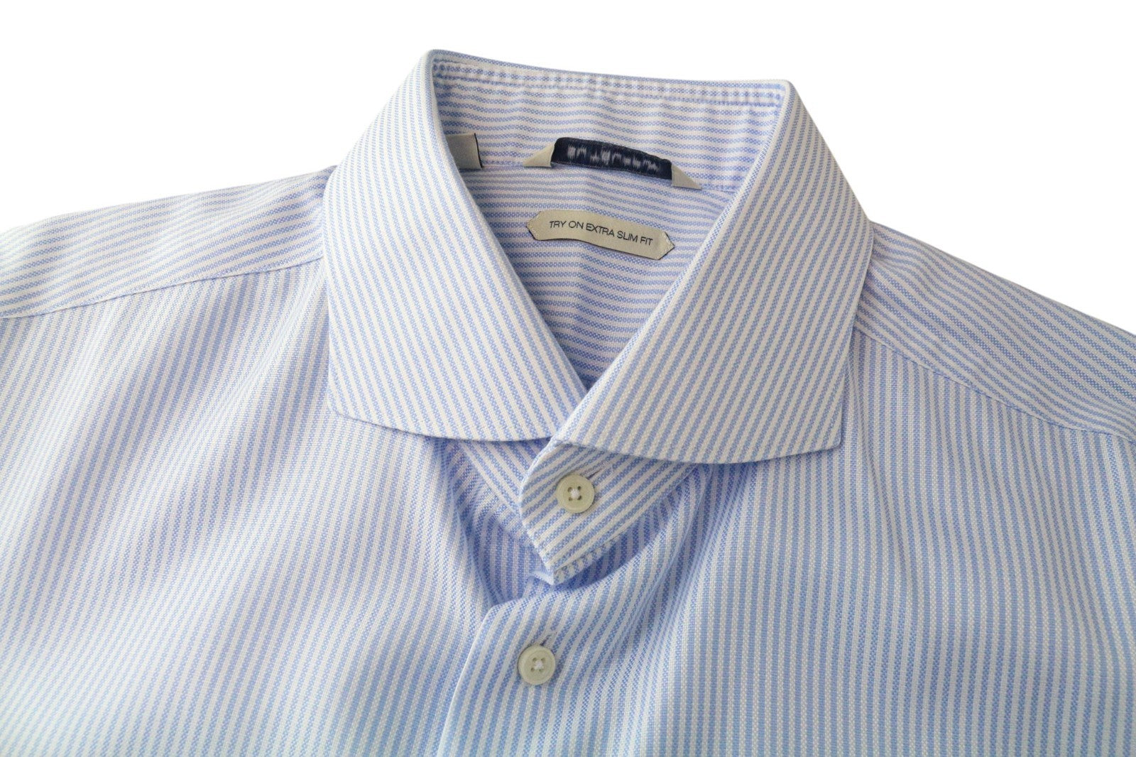 SUITSUPPLY Men's Formal Shirt 43/17 Extra Slim Blue Cotton Striped Classic