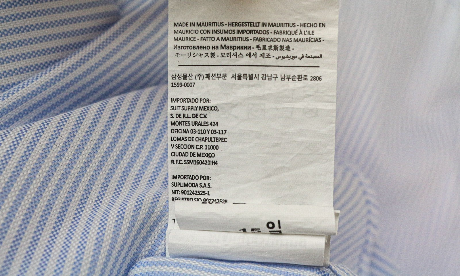 SUITSUPPLY Men's Formal Shirt 43/17 Extra Slim Blue Cotton Striped Classic