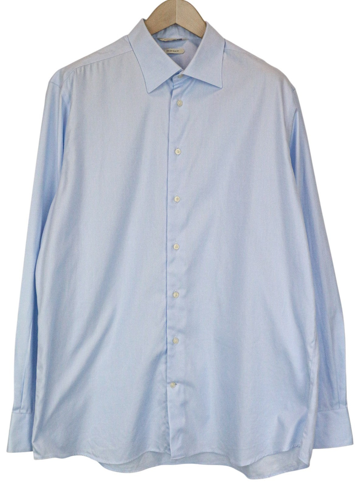 SUITSUPPLY Men's Formal Shirt 45/17 3/4 Slim Blue Pure Cotton Long Sleeve