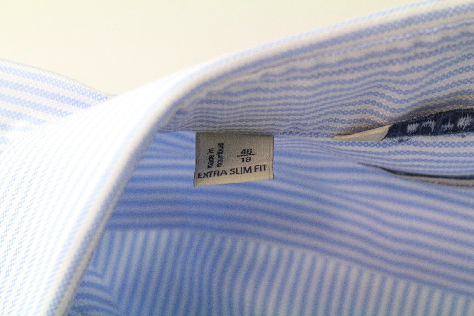 SUITSUPPLY Men's Formal Shirt 46/18 Extra Slim Blue Cotton Striped Classic