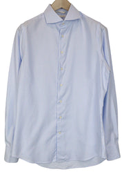 SUITSUPPLY Men's Formal Shirt 40/15 3/4 Extra Slim Blue Cotton Striped Cutaway