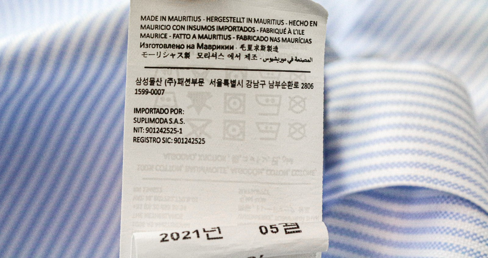 SUITSUPPLY Men's Formal Shirt 40/15 3/4 Extra Slim Blue Cotton Striped Cutaway