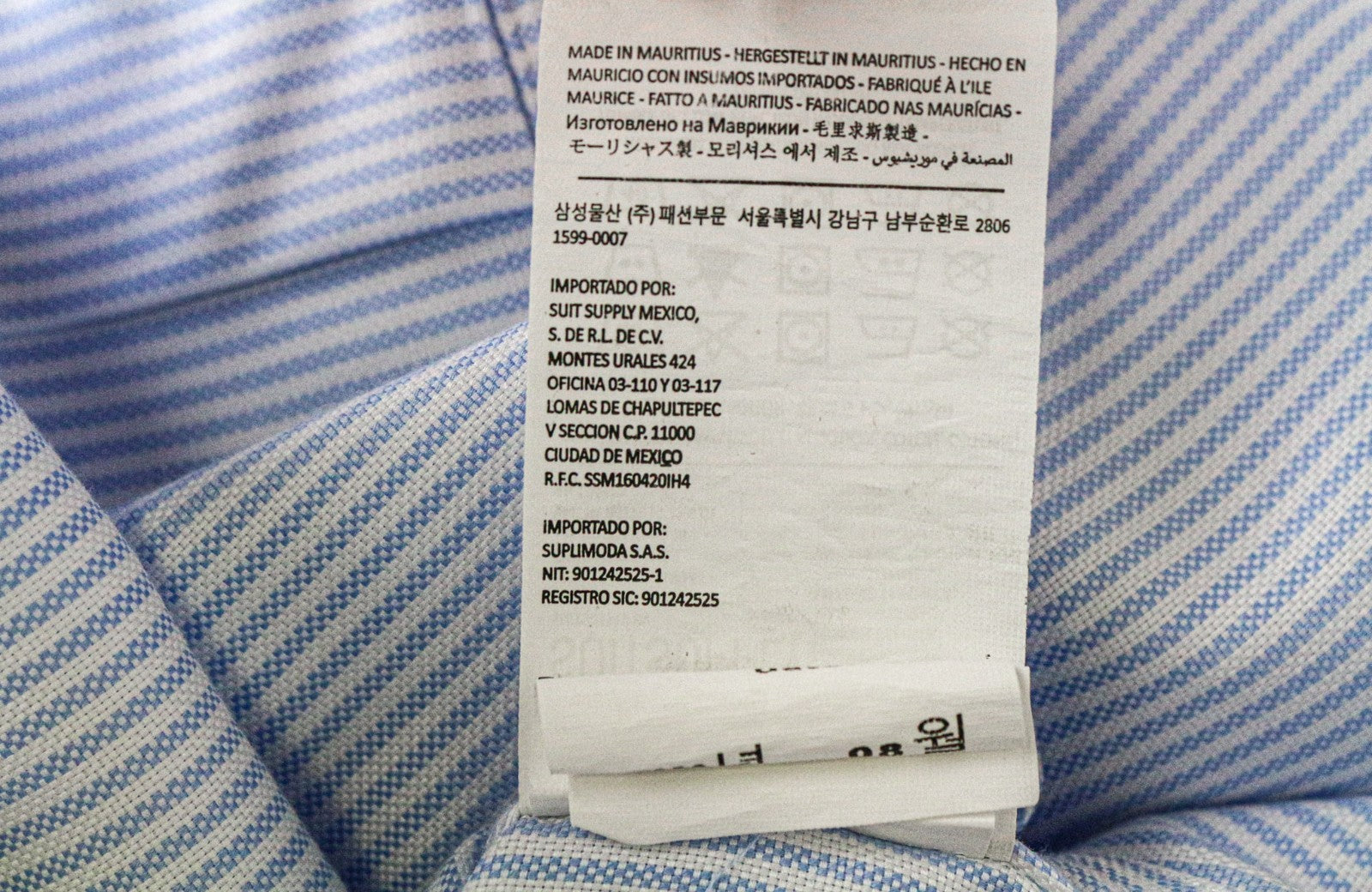 SUITSUPPLY Men's Formal Shirt 43L/17L Extra Slim Blue Cotton Striped Long Sleeve