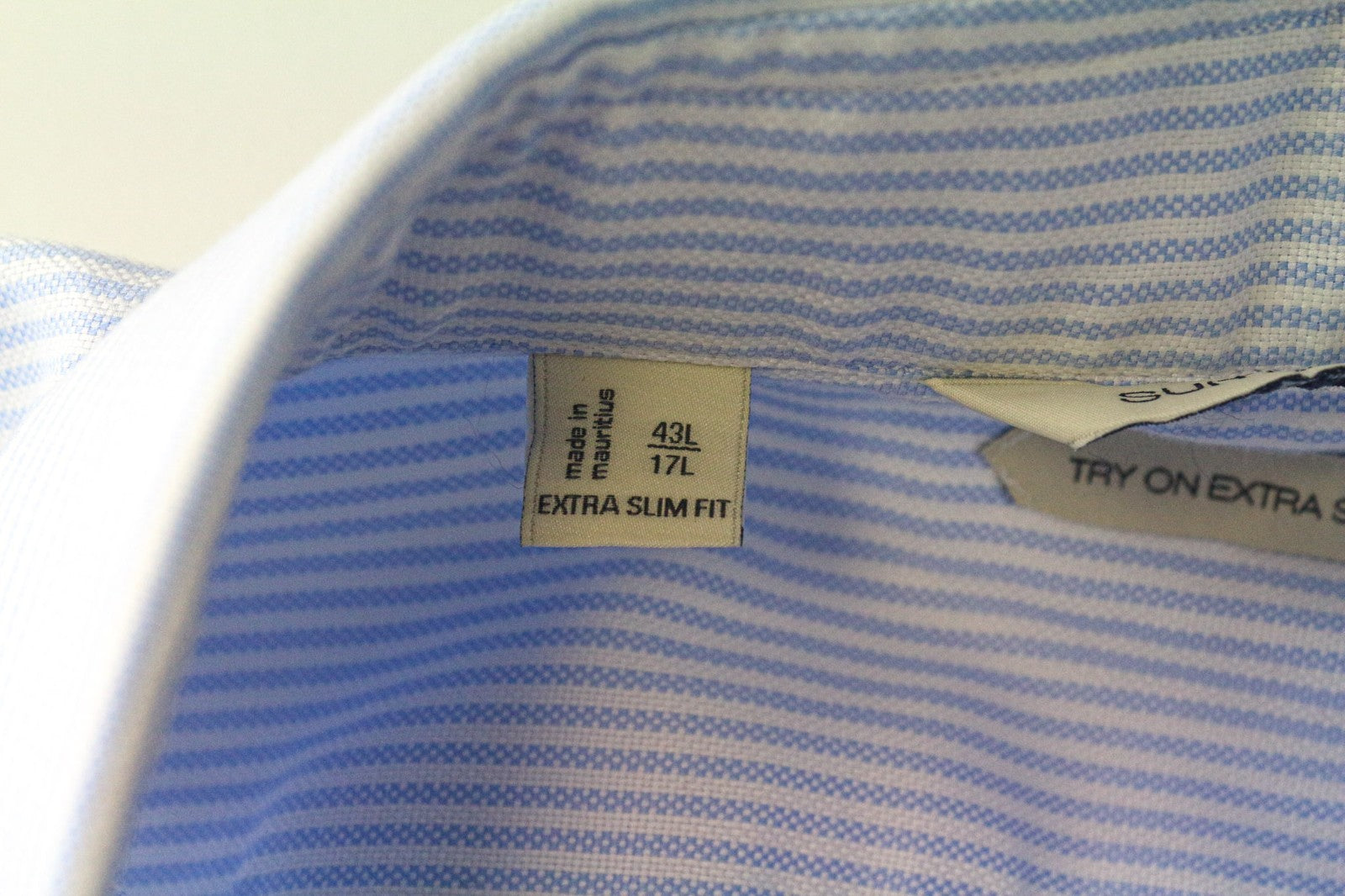 SUITSUPPLY Men's Formal Shirt 43L/17L Extra Slim Blue Cotton Striped Long Sleeve