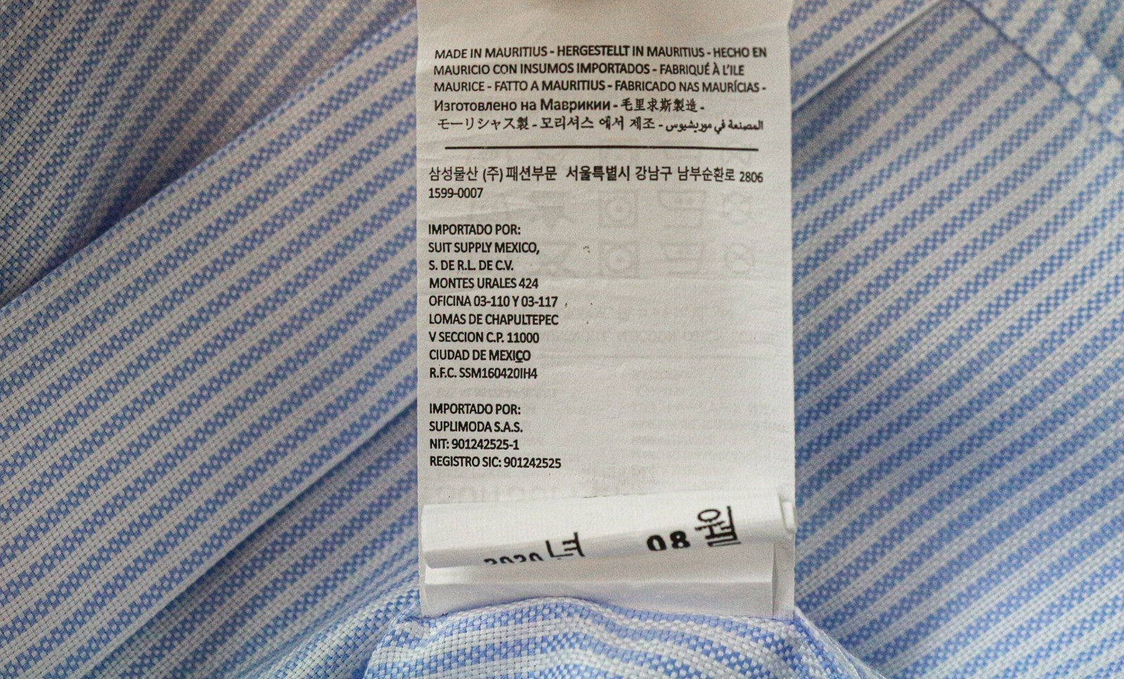 SUITSUPPLY Men's Formal Shirt 42L/16 1/2L Extra Slim Blue Cotton Striped Cutaway