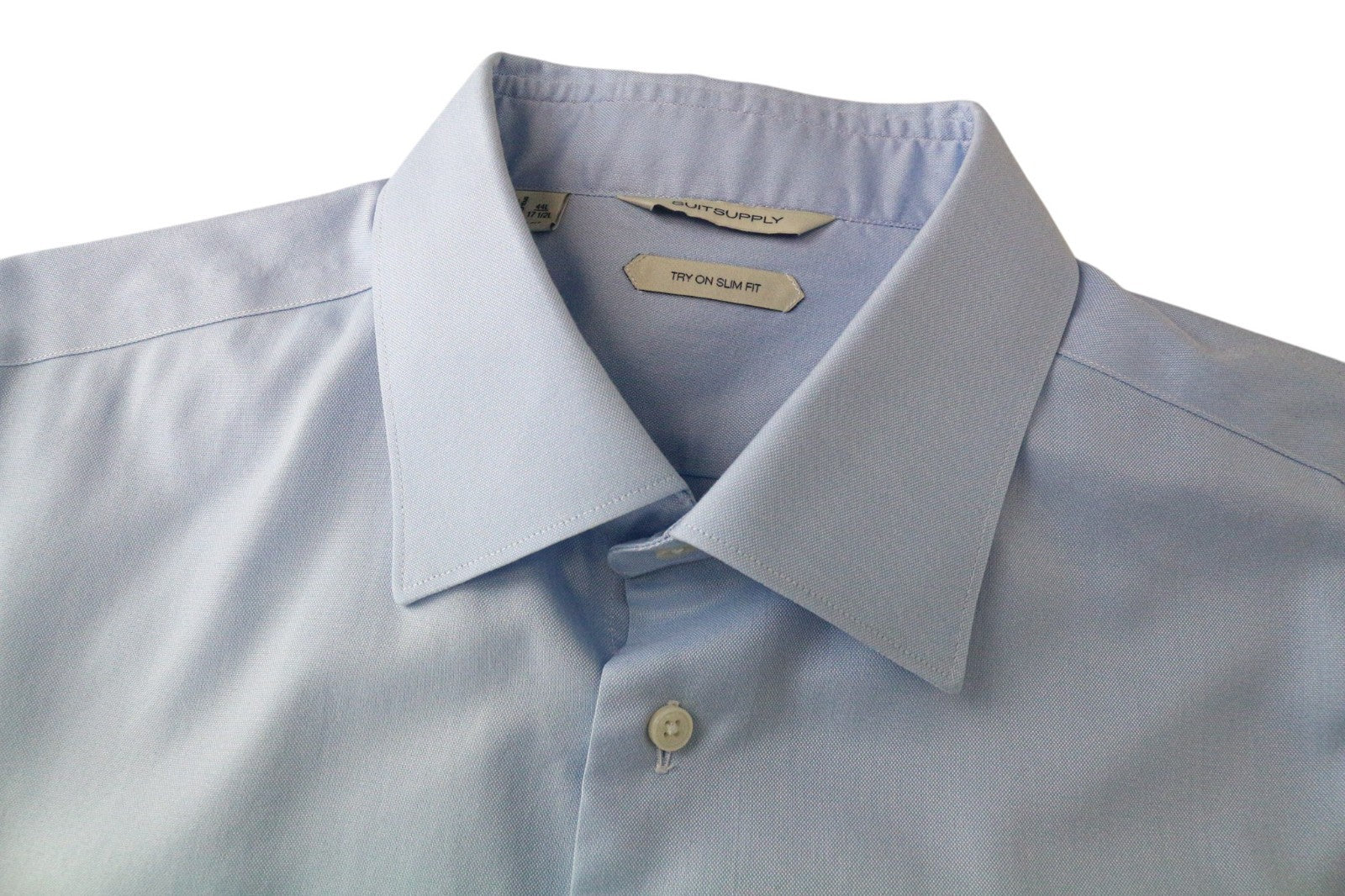 SUITSUPPLY Men's Formal Shirt 44L/17 1/2L Slim Blue Cotton Button-Up Long Sleeve