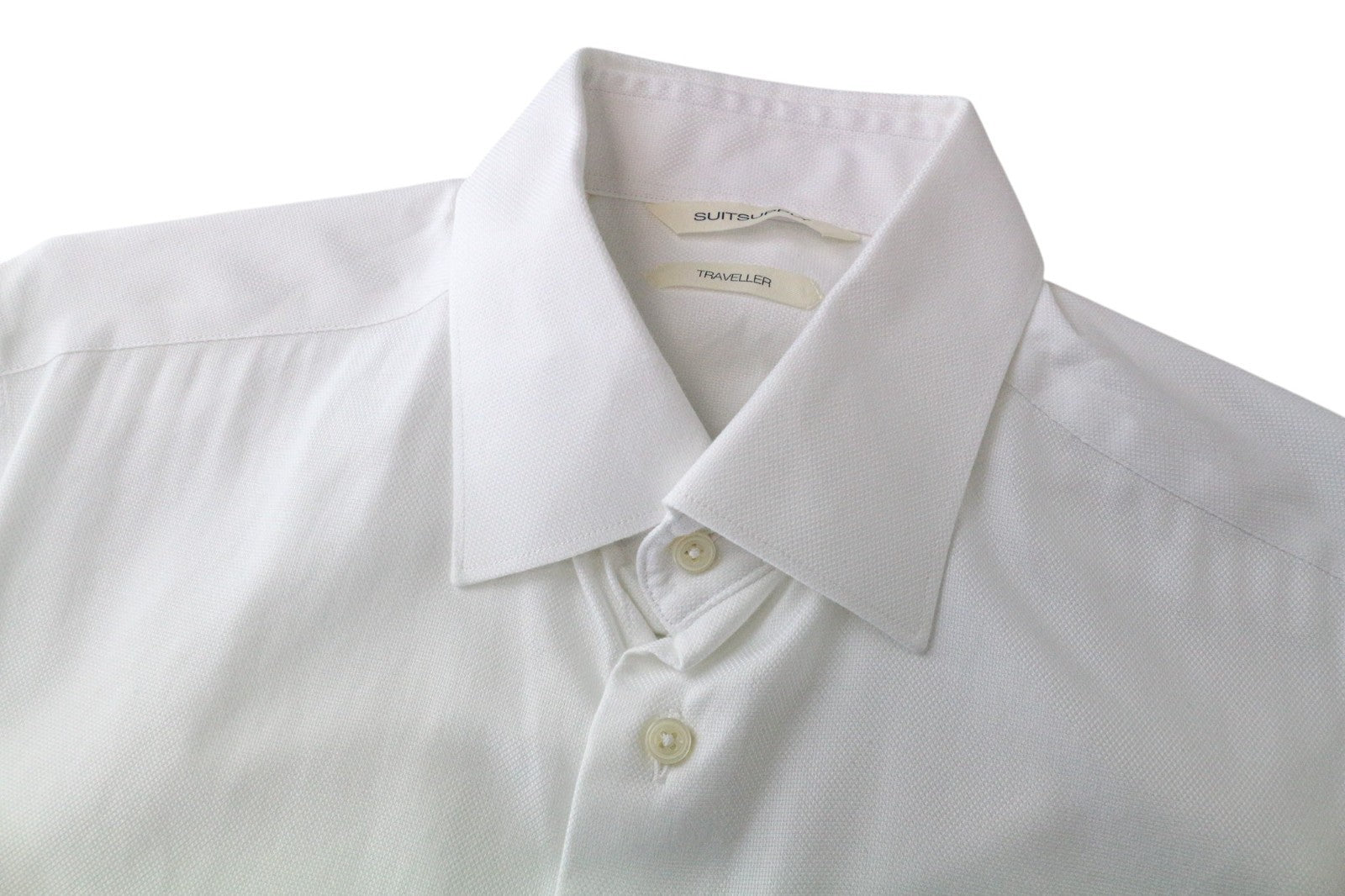 SUITSUPPLY Traveller Men's Formal Shirt 39/15 1/2 Slim White Cotton Long Sleeve