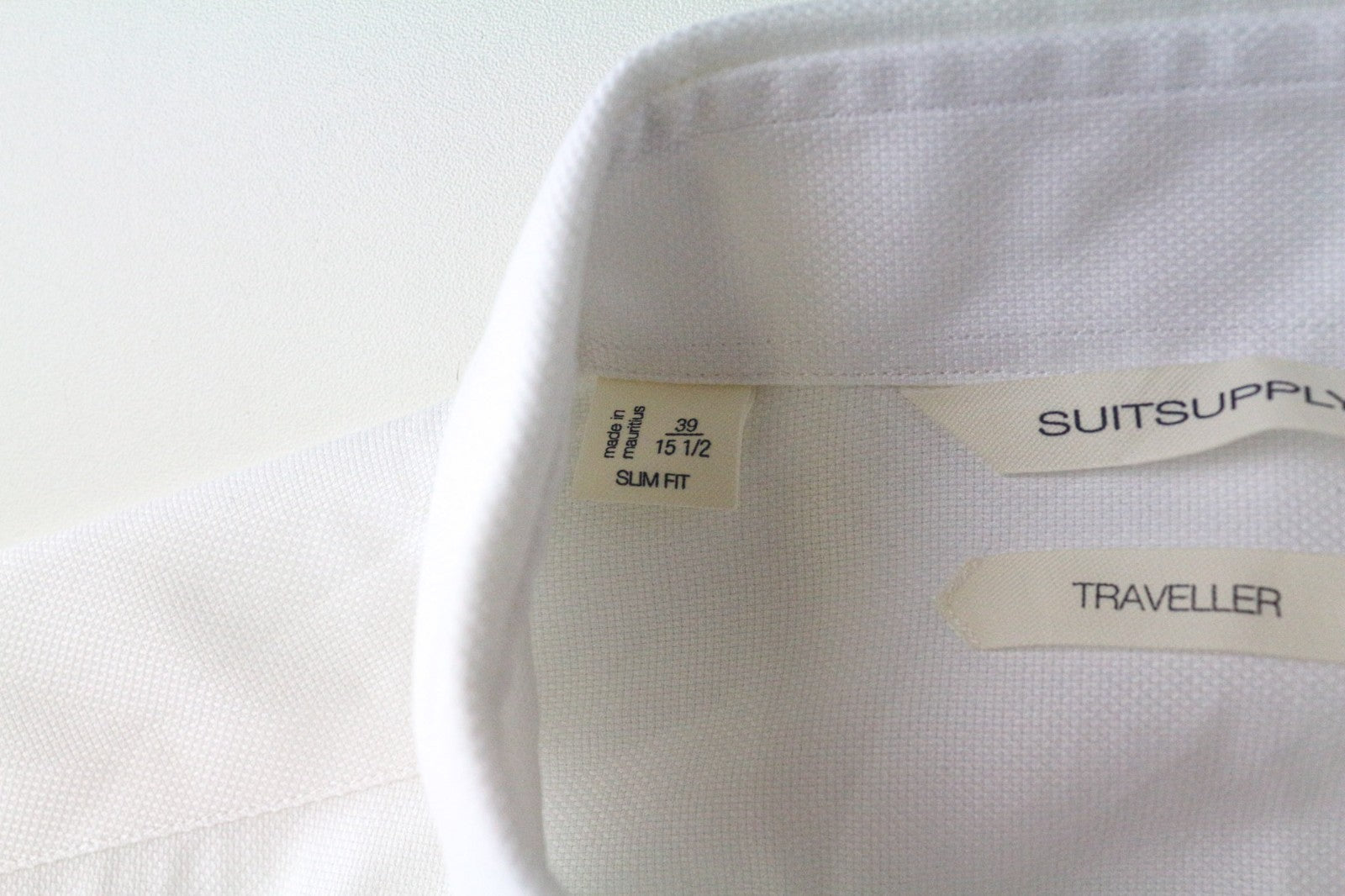 SUITSUPPLY Traveller Men's Formal Shirt 39/15 1/2 Slim White Cotton Long Sleeve