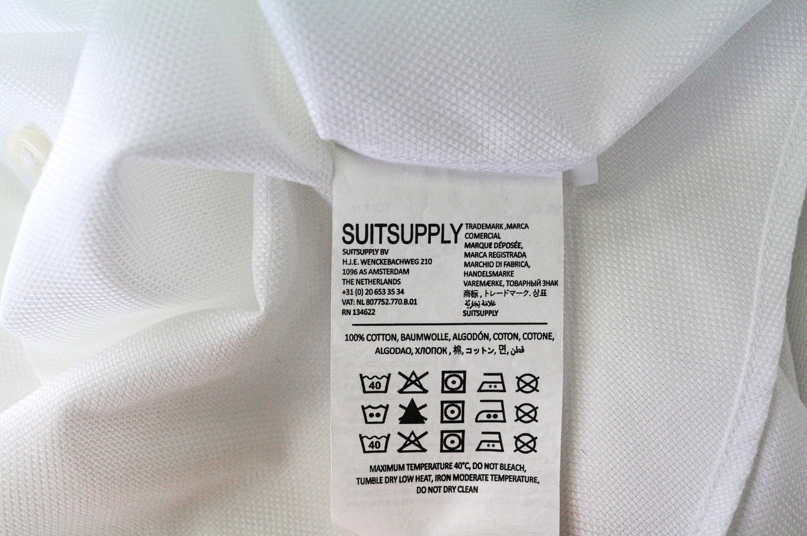 SUITSUPPLY Traveller Men's Formal Shirt 39/15 1/2 Slim White Cotton Long Sleeve